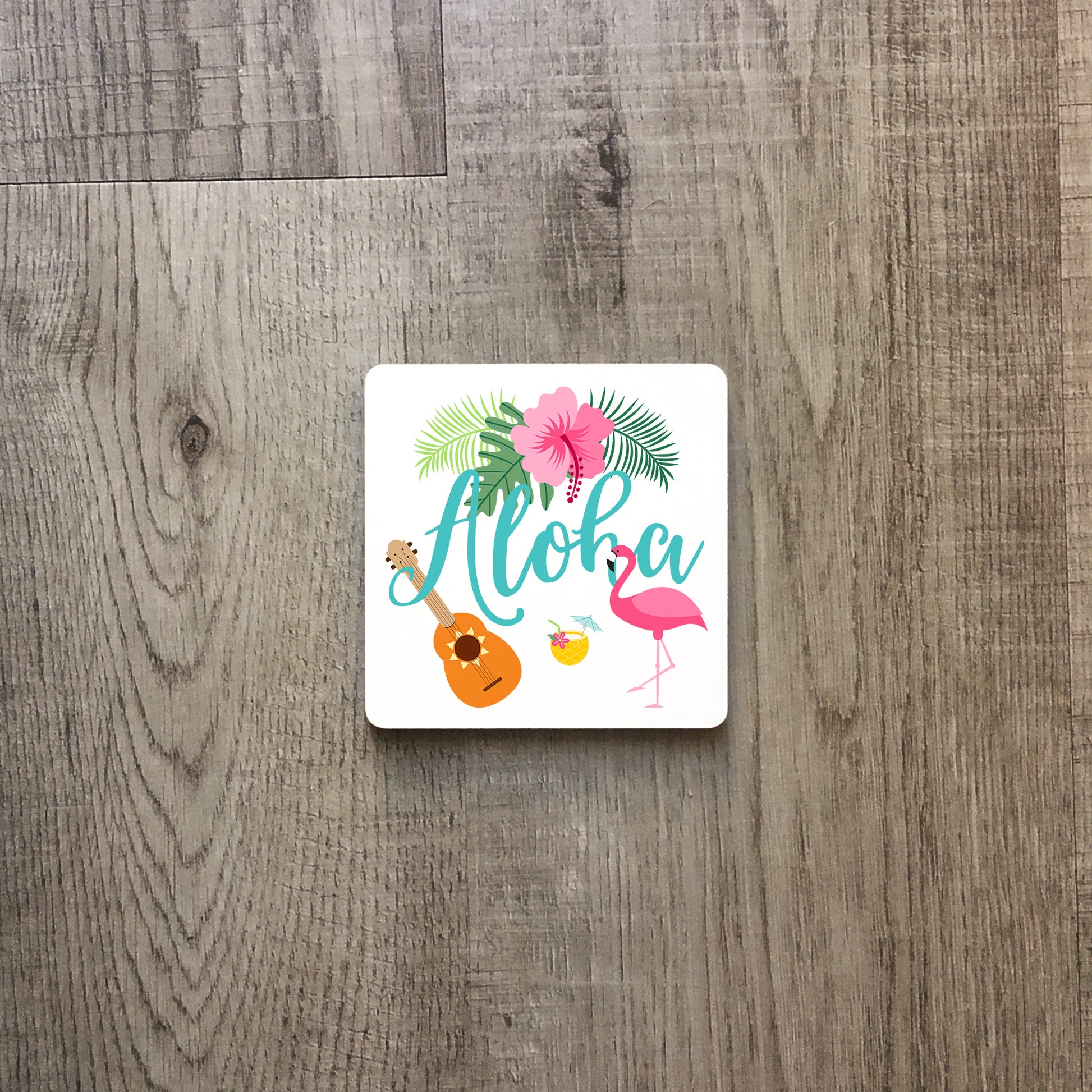 Aloha with flamingo | Enamel mug-Enamel mug-Adnil Creations