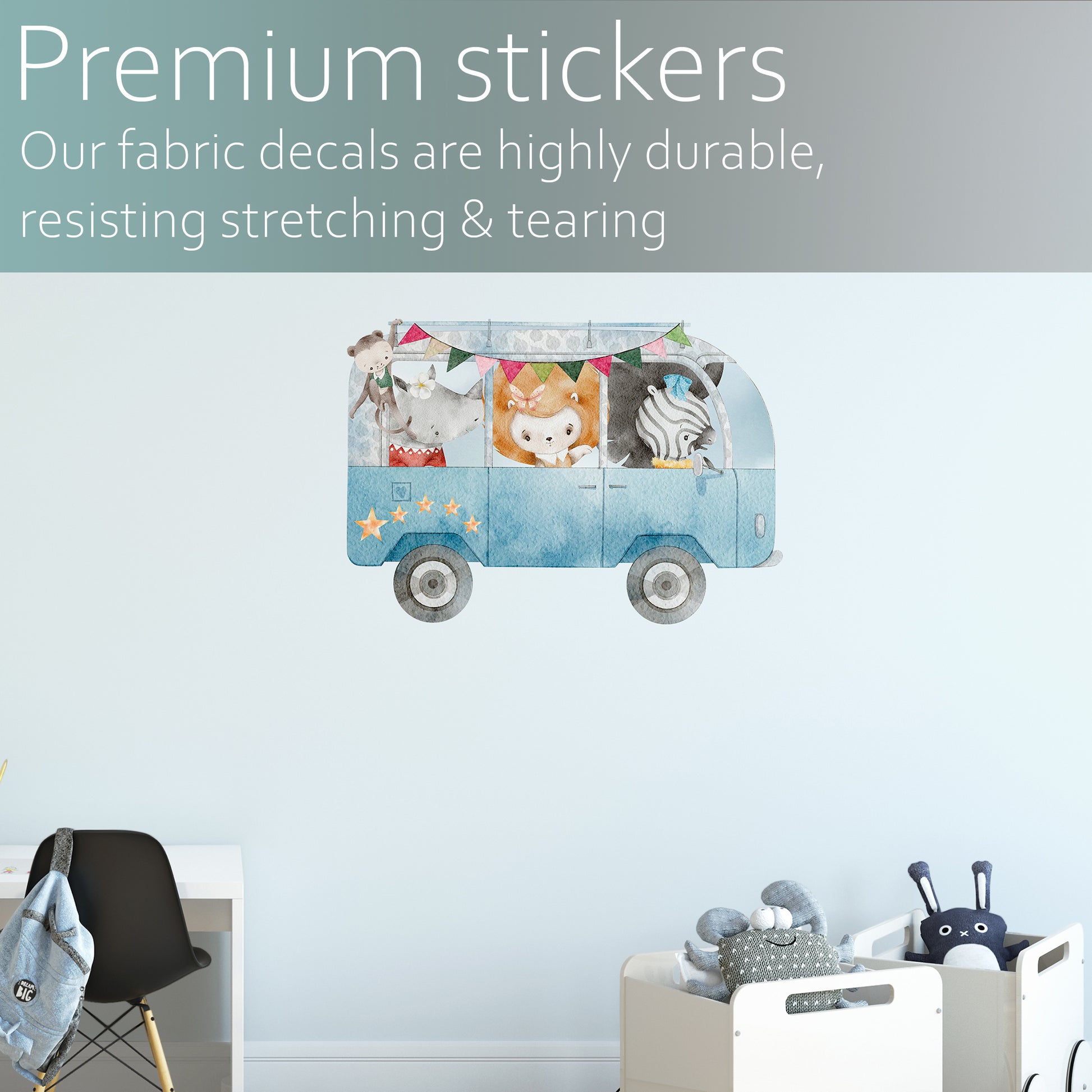 Watercolour safari bus | Fabric wall stickers-Fabric wall stickers-Adnil Creations