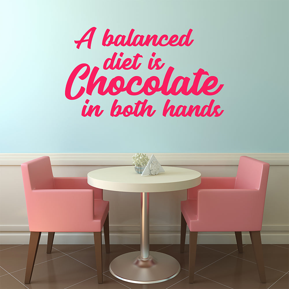 A balanced diet is chocolate in both hands | Wall quote-Wall quotes-Adnil Creations