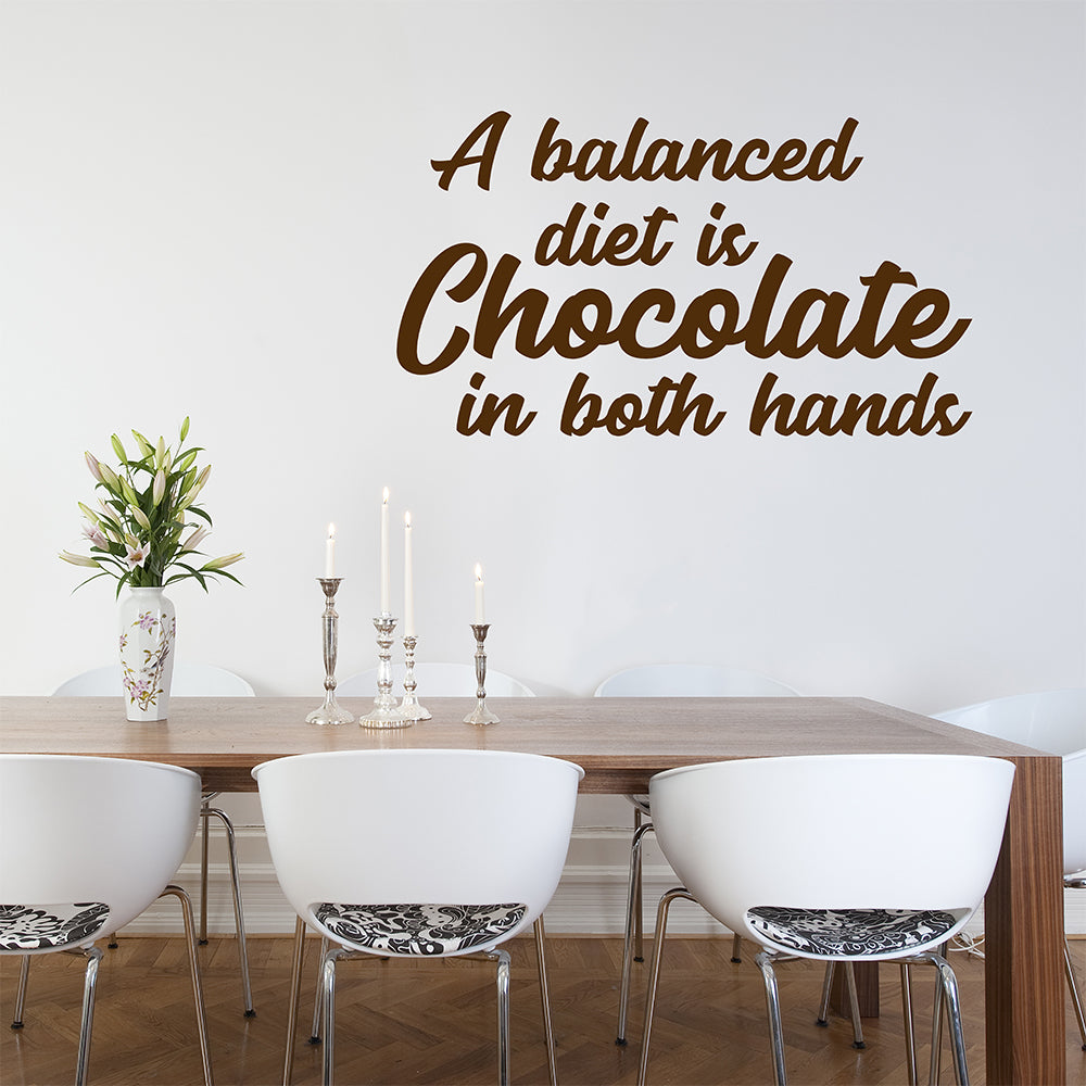 A balanced diet is chocolate in both hands | Wall quote-Wall quotes-Adnil Creations