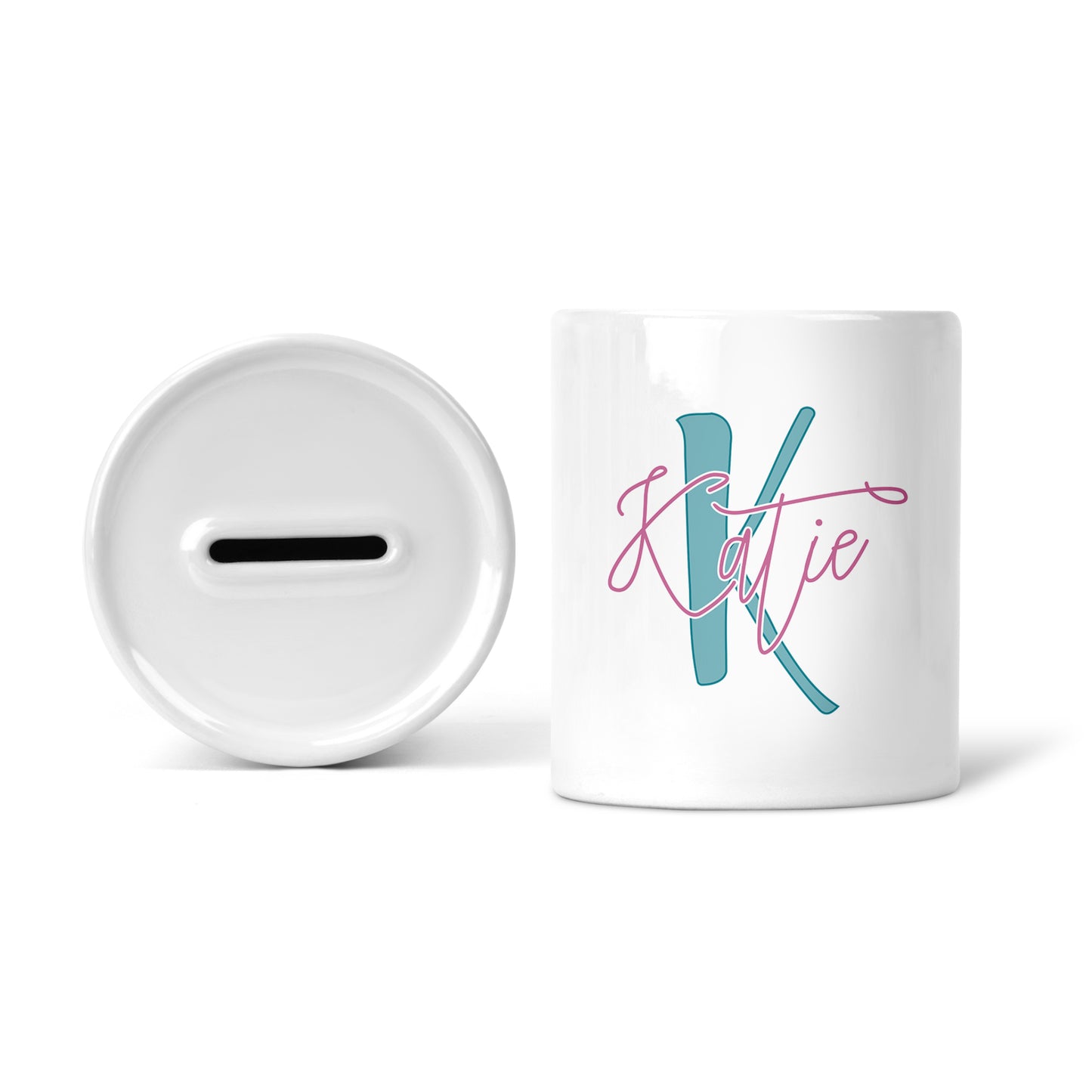 Dual colour personalised monogram | Ceramic money box