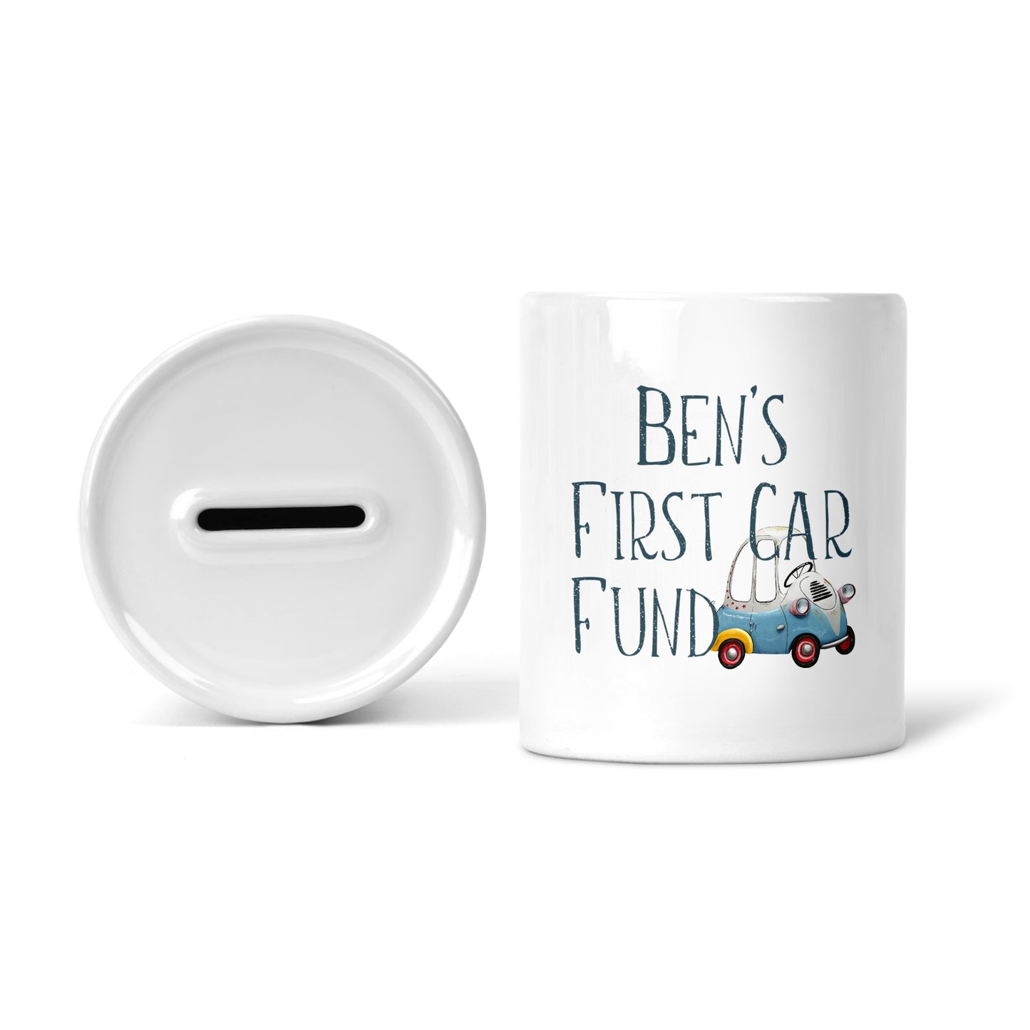 First car fund personalised name | Ceramic money box