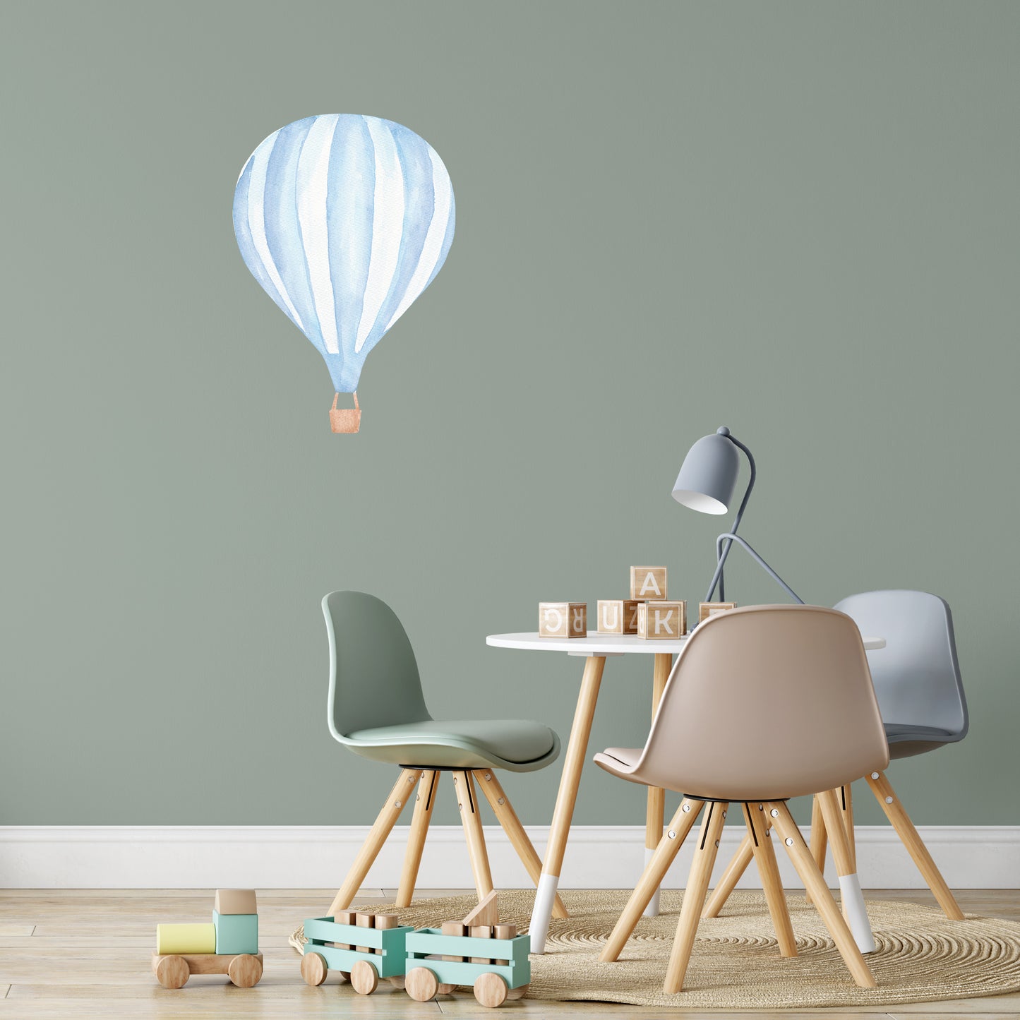 Watercolour hot air balloon striped | Fabric wall stickers-Fabric wall stickers-Adnil Creations