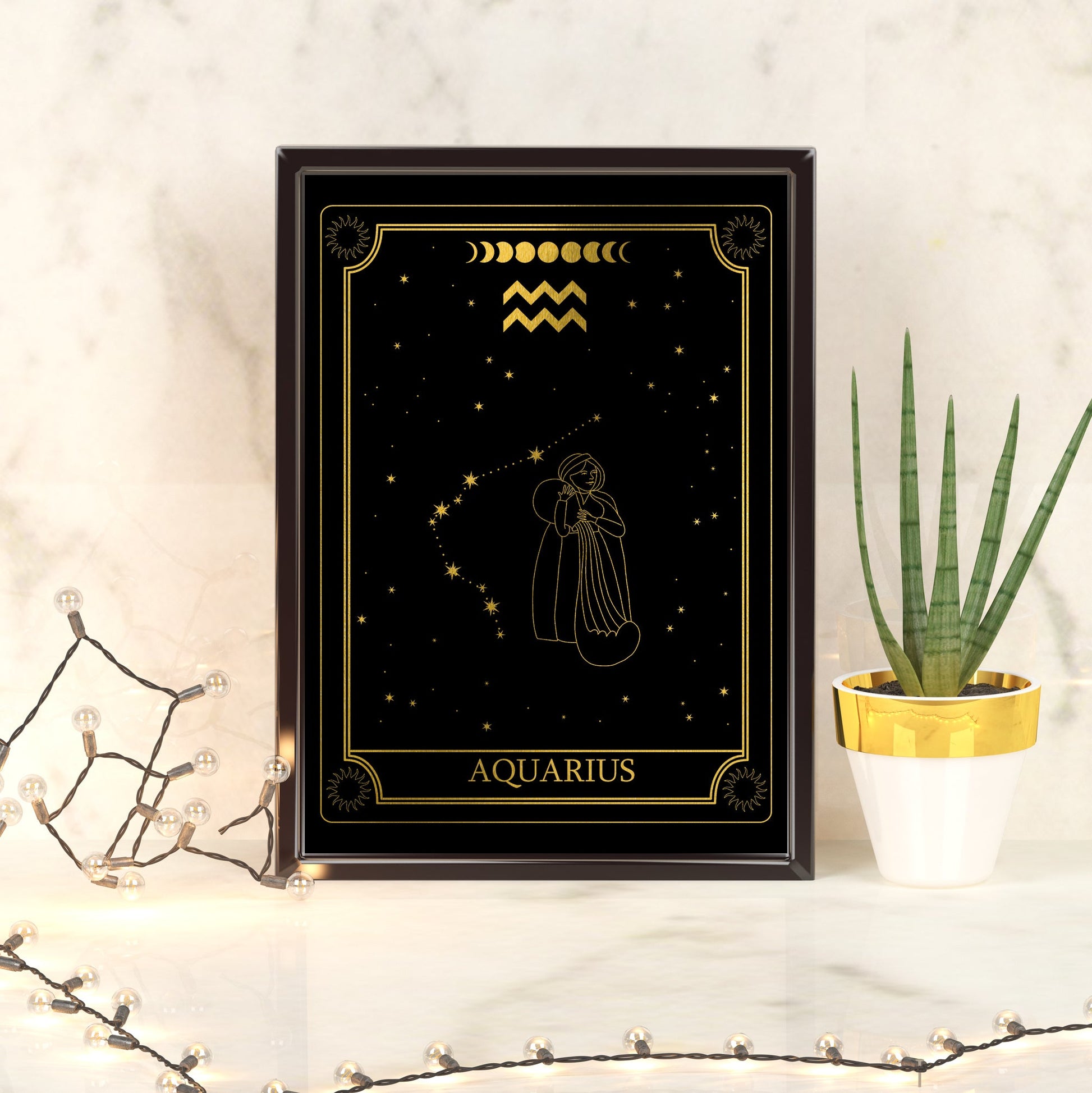 Aquarius Zodiac Constellation | A4 Foil Art Print-Foil Print-Adnil Creations