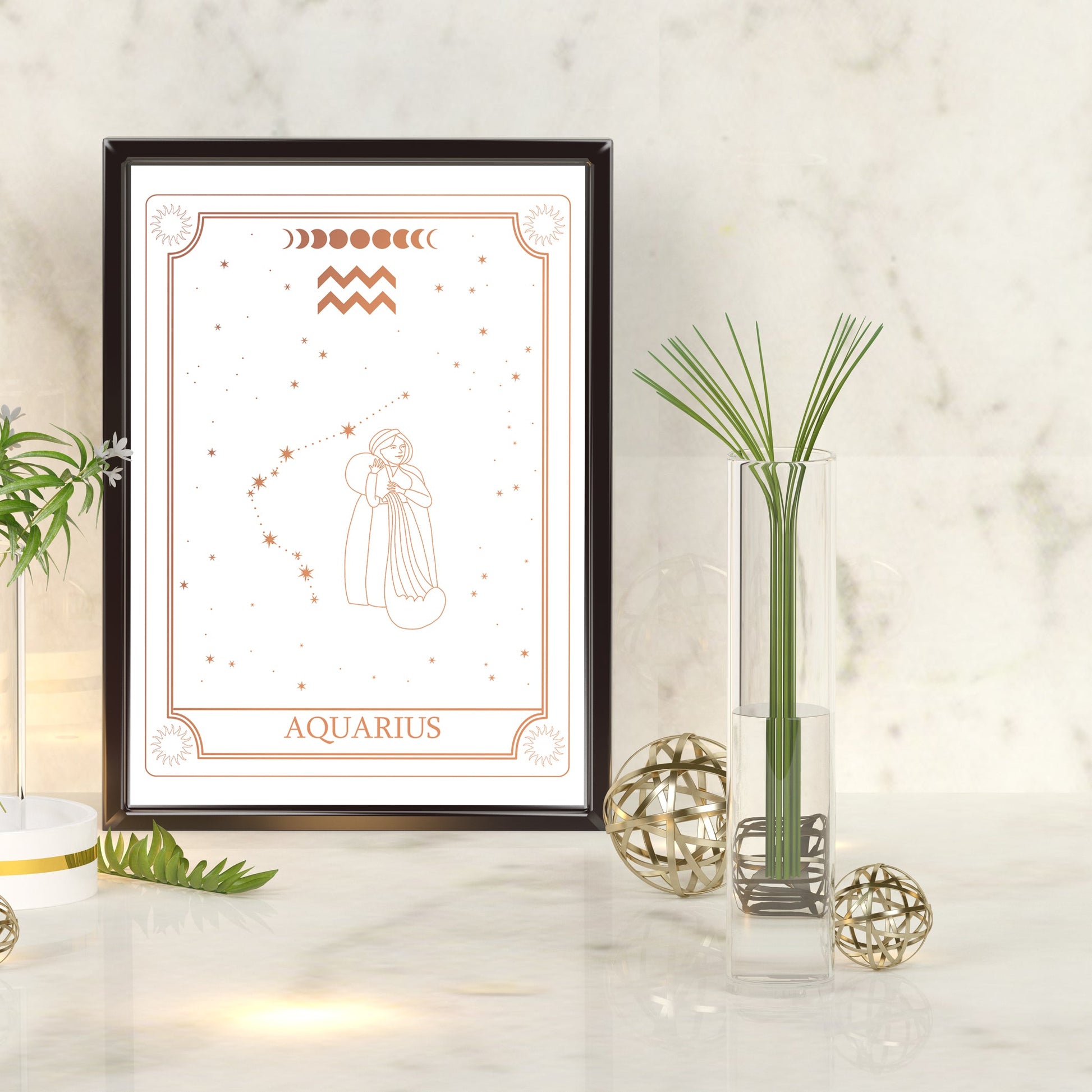 Aquarius Zodiac Constellation | A4 Foil Art Print-Foil Print-Adnil Creations