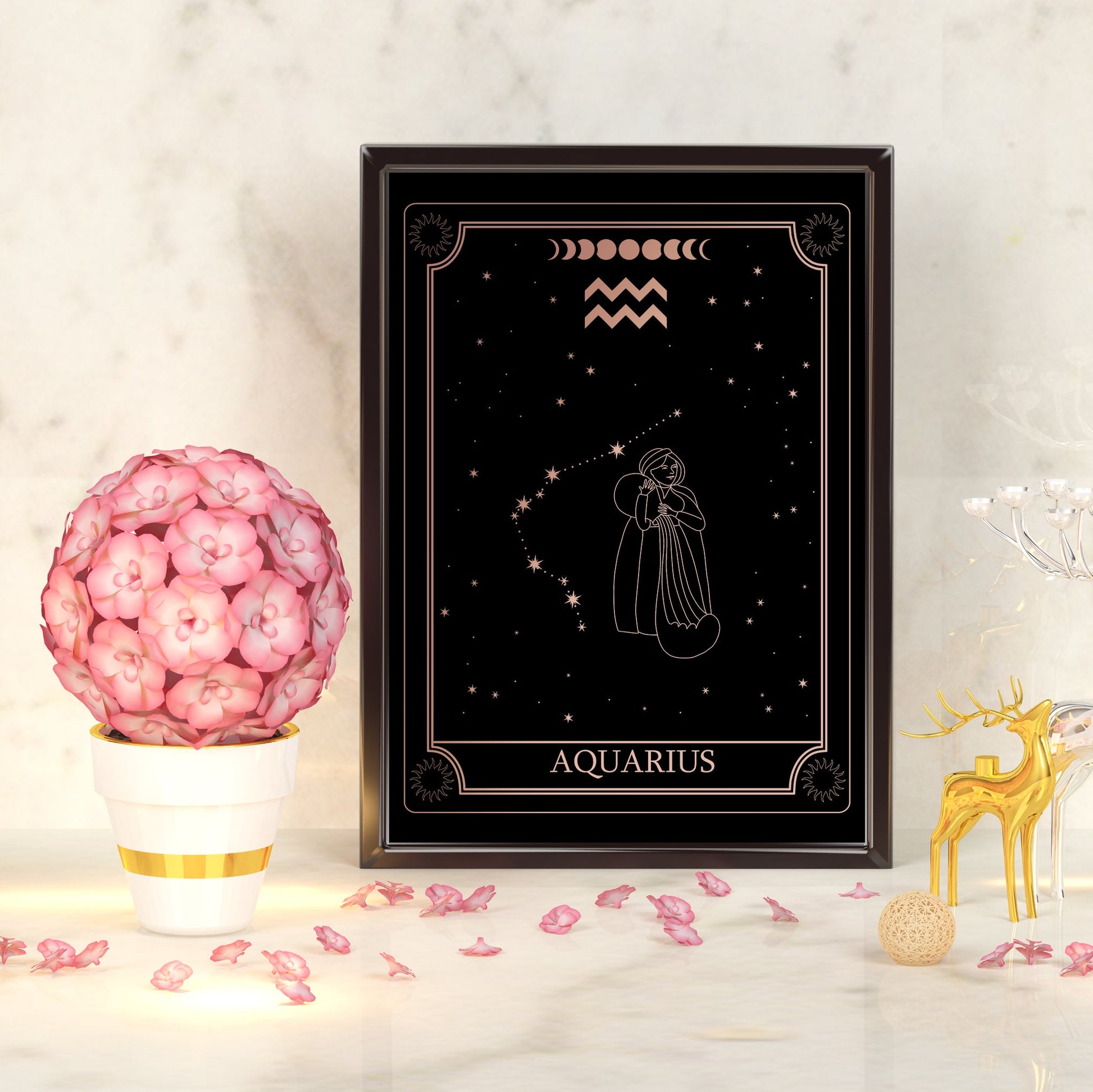 Aquarius Zodiac Constellation | A4 Foil Art Print-Foil Print-Adnil Creations