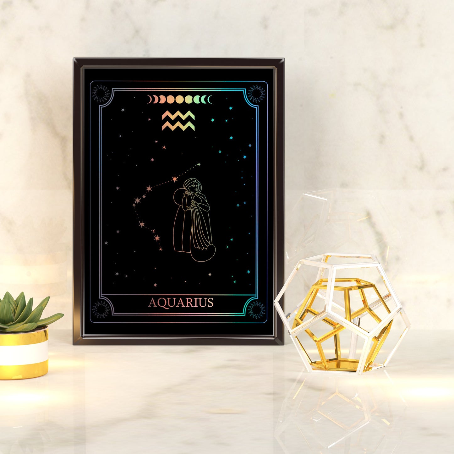 Aquarius Zodiac Constellation | A4 Foil Art Print-Foil Print-Adnil Creations