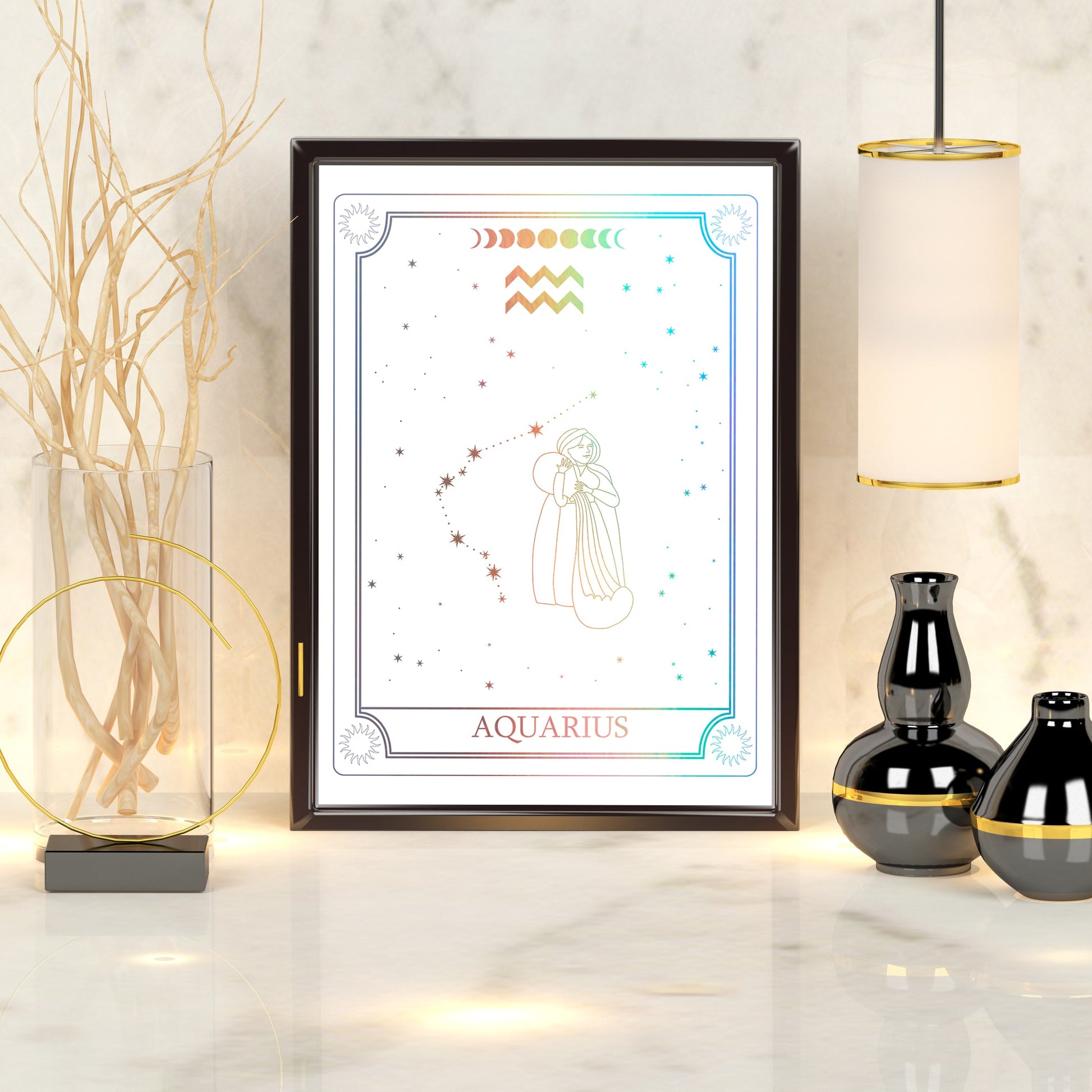 Aquarius Zodiac Constellation | A4 Foil Art Print-Foil Print-Adnil Creations