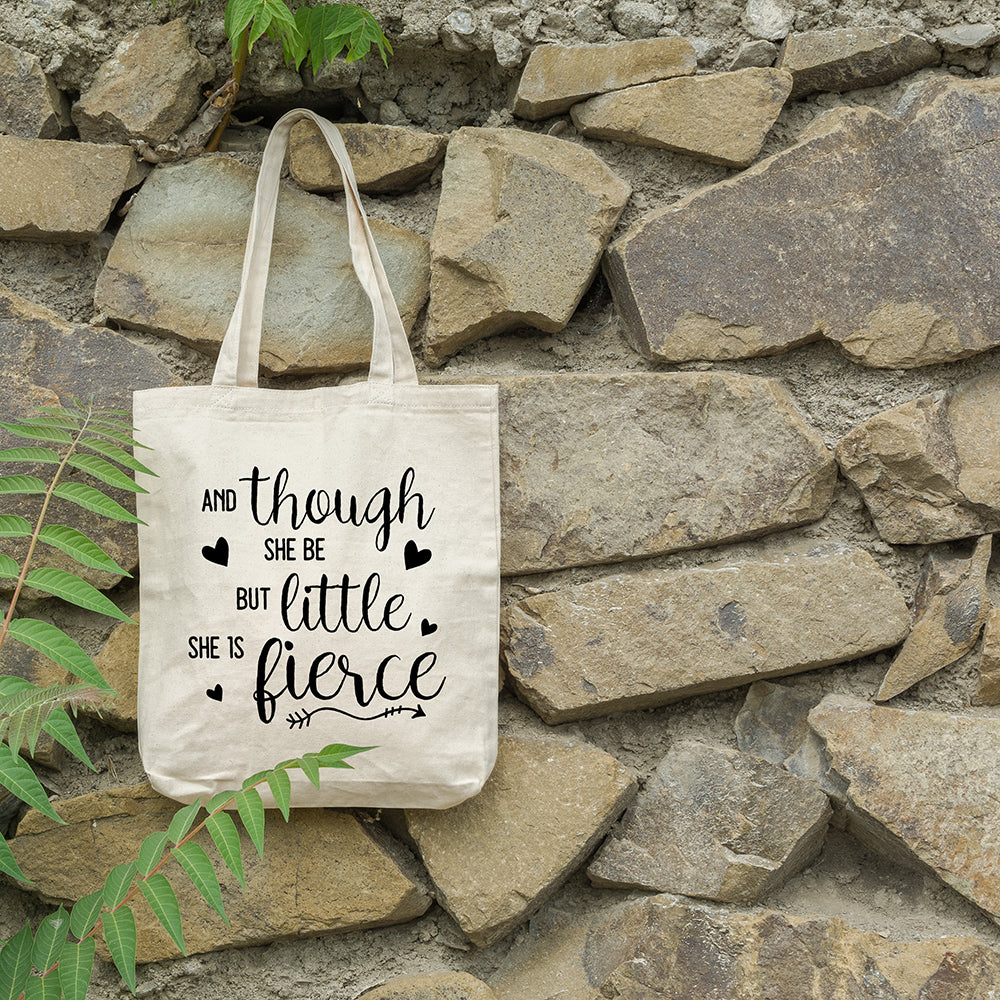 And though she be but little she is fierce | 100% Organic Cotton tote bag-Tote bags-Adnil Creations