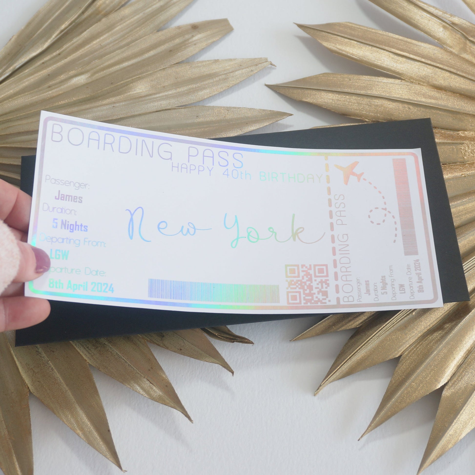 Boarding Pass Faux Plane Ticket | Foil Print-Foil Print-Adnil Creations