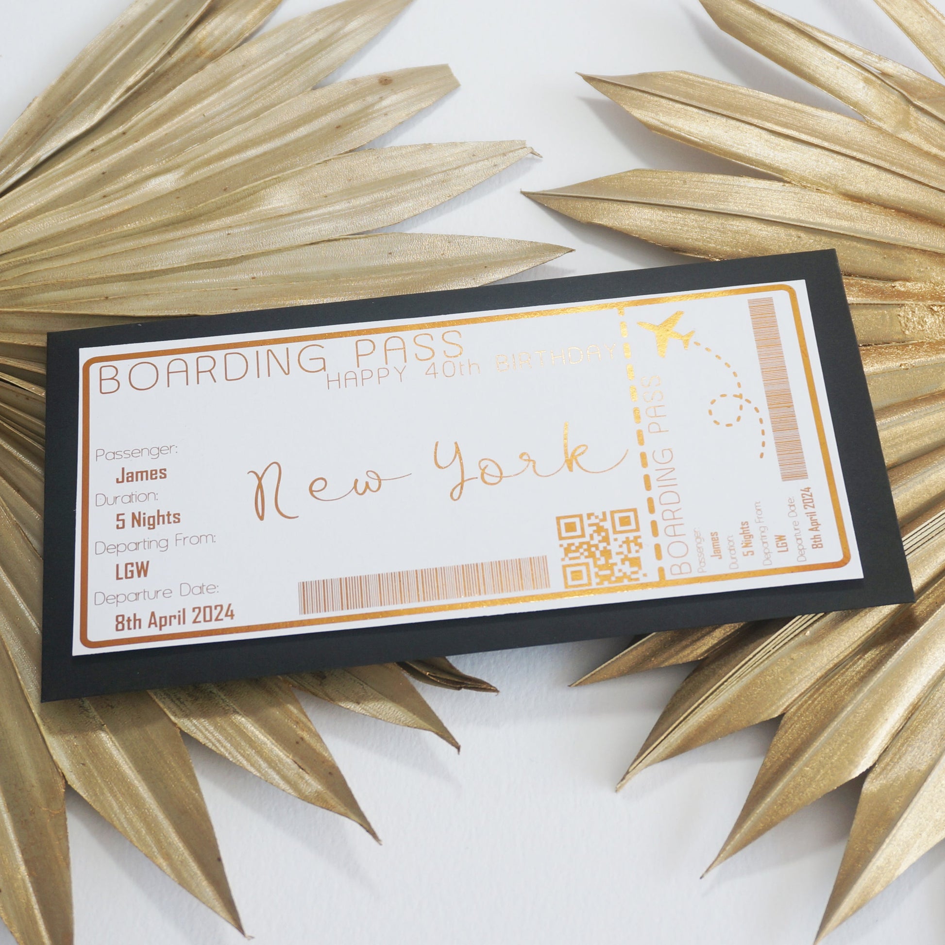 Boarding Pass Faux Plane Ticket | Foil Print-Foil Print-Adnil Creations