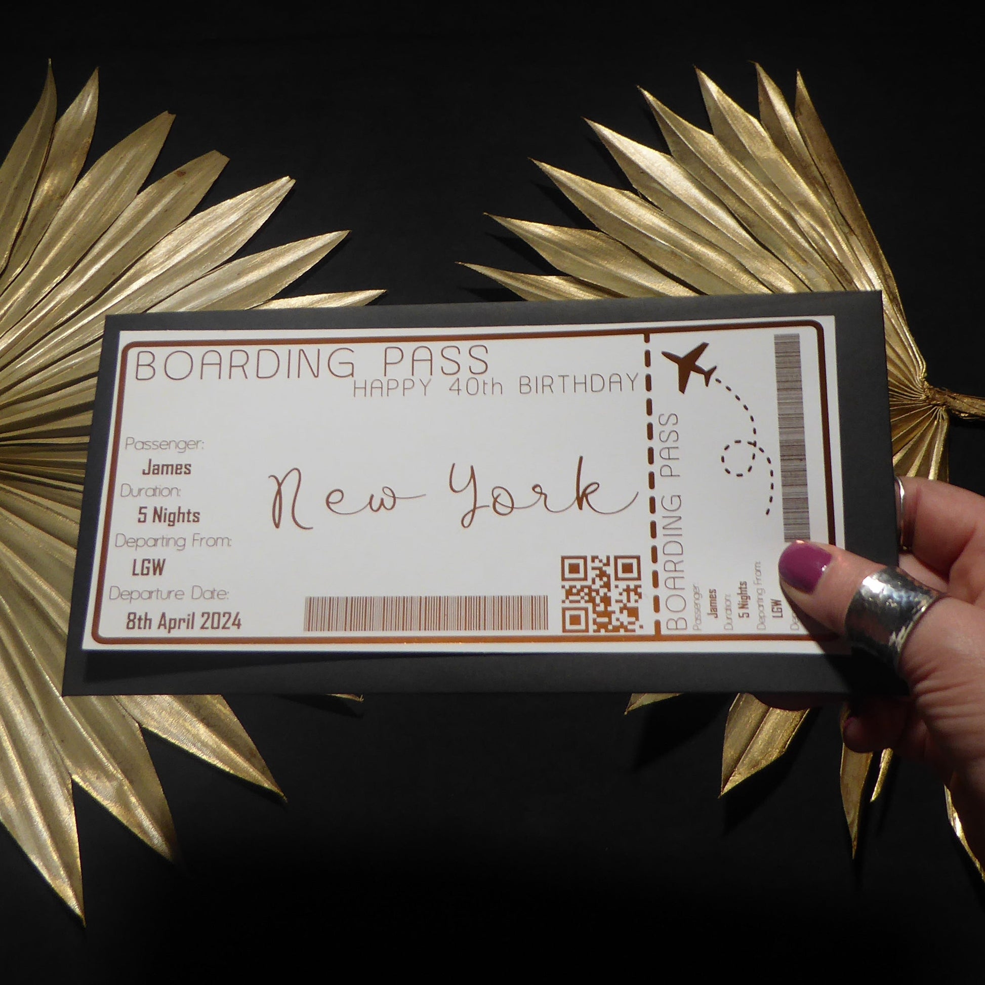 Boarding Pass Faux Plane Ticket | Foil Print-Foil Print-Adnil Creations