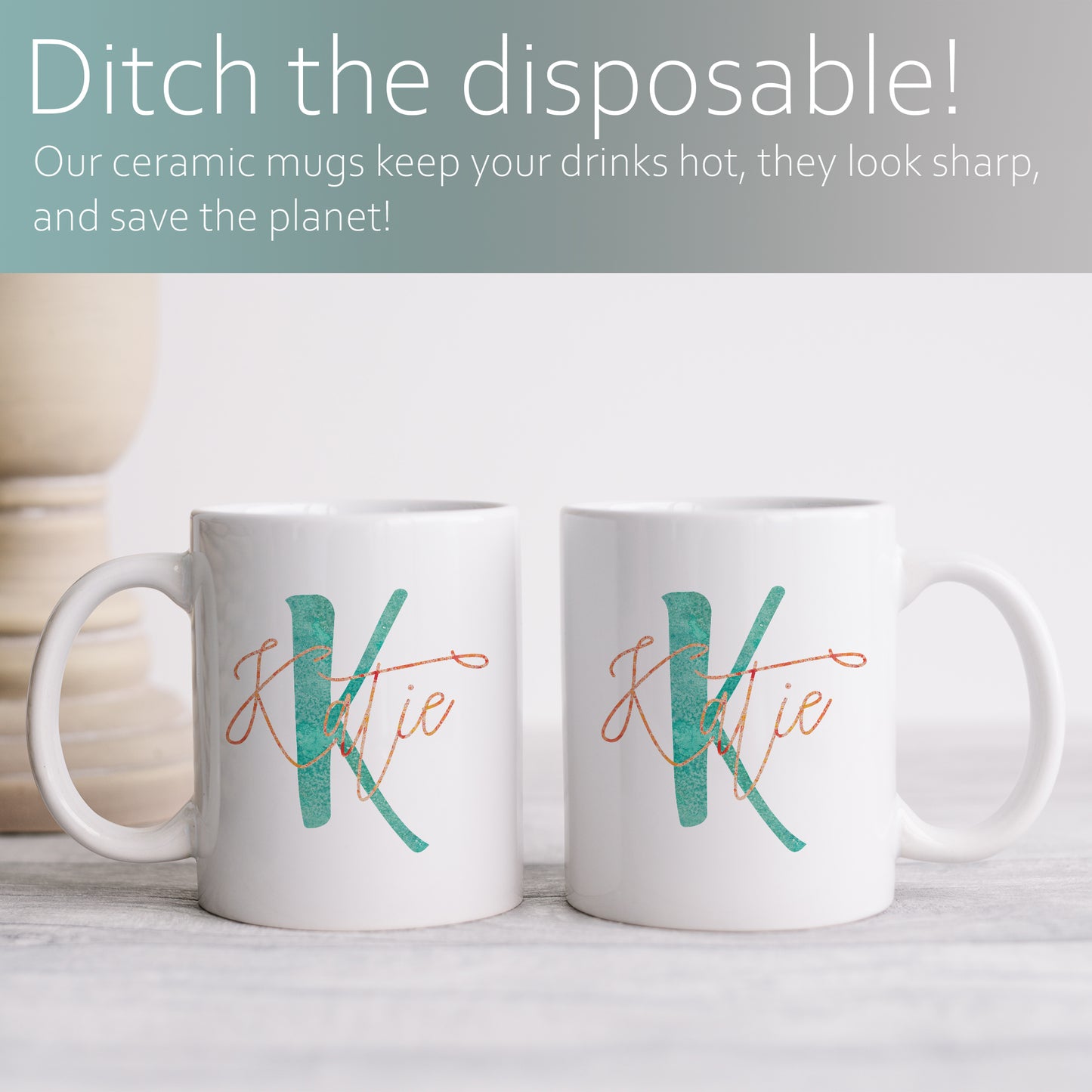 Dual colour personalised monogram | Ceramic mug