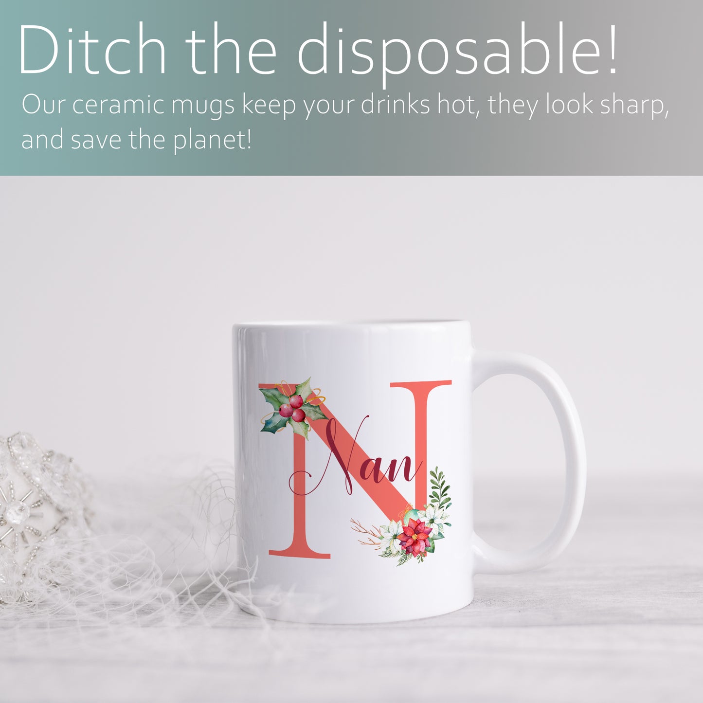 Grandmother Monogram Christmas Name | Ceramic mug