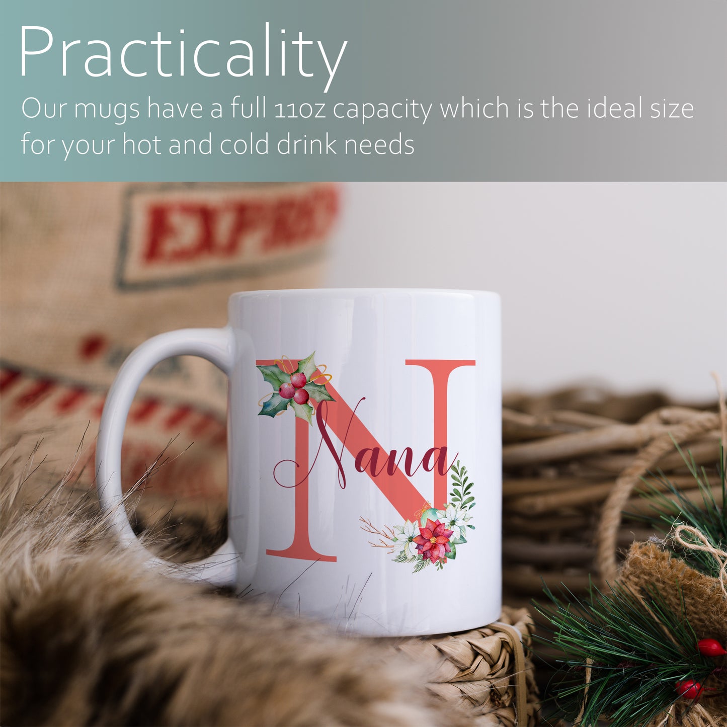 Grandmother Monogram Christmas Name | Ceramic mug