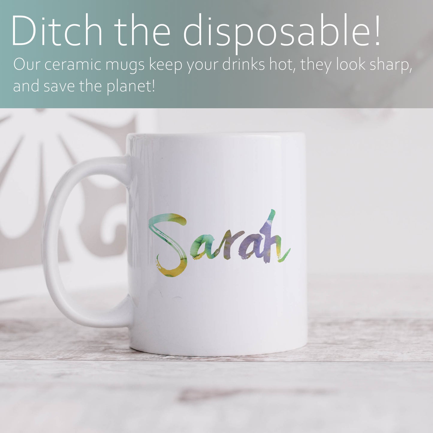 Green to purple personalised name | Ceramic mug