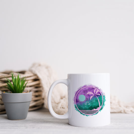 Watercolour tropical night | Ceramic mug