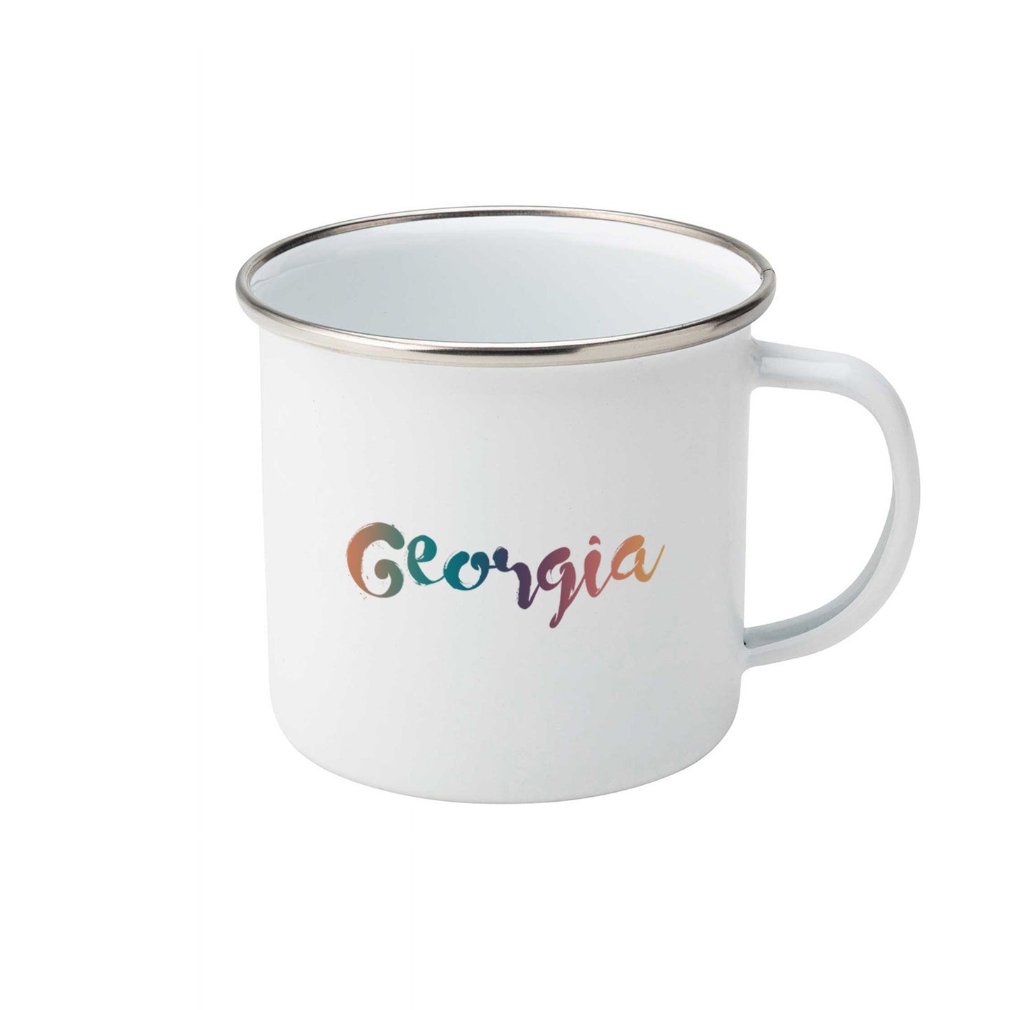 Muted pastel rainbow personalised name | Enamel mug-Enamel mug-Adnil Creations