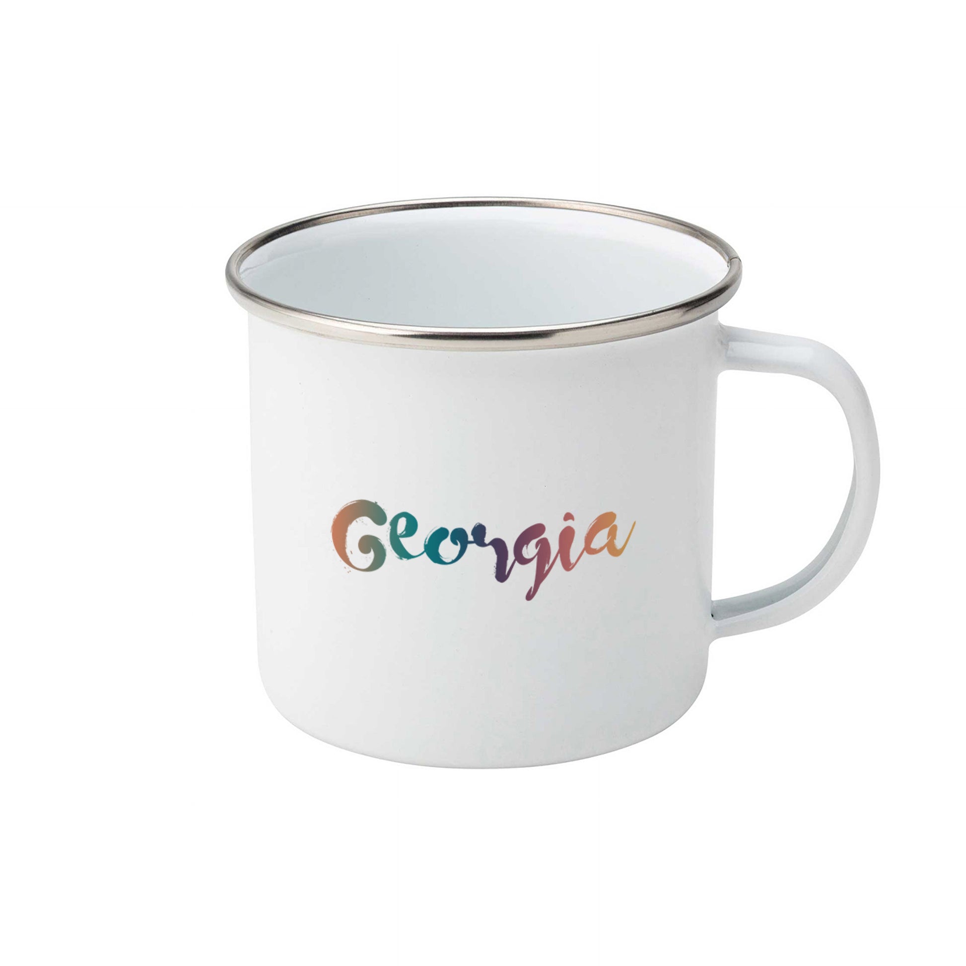 Muted pastel rainbow personalised name | Enamel mug-Enamel mug-Adnil Creations