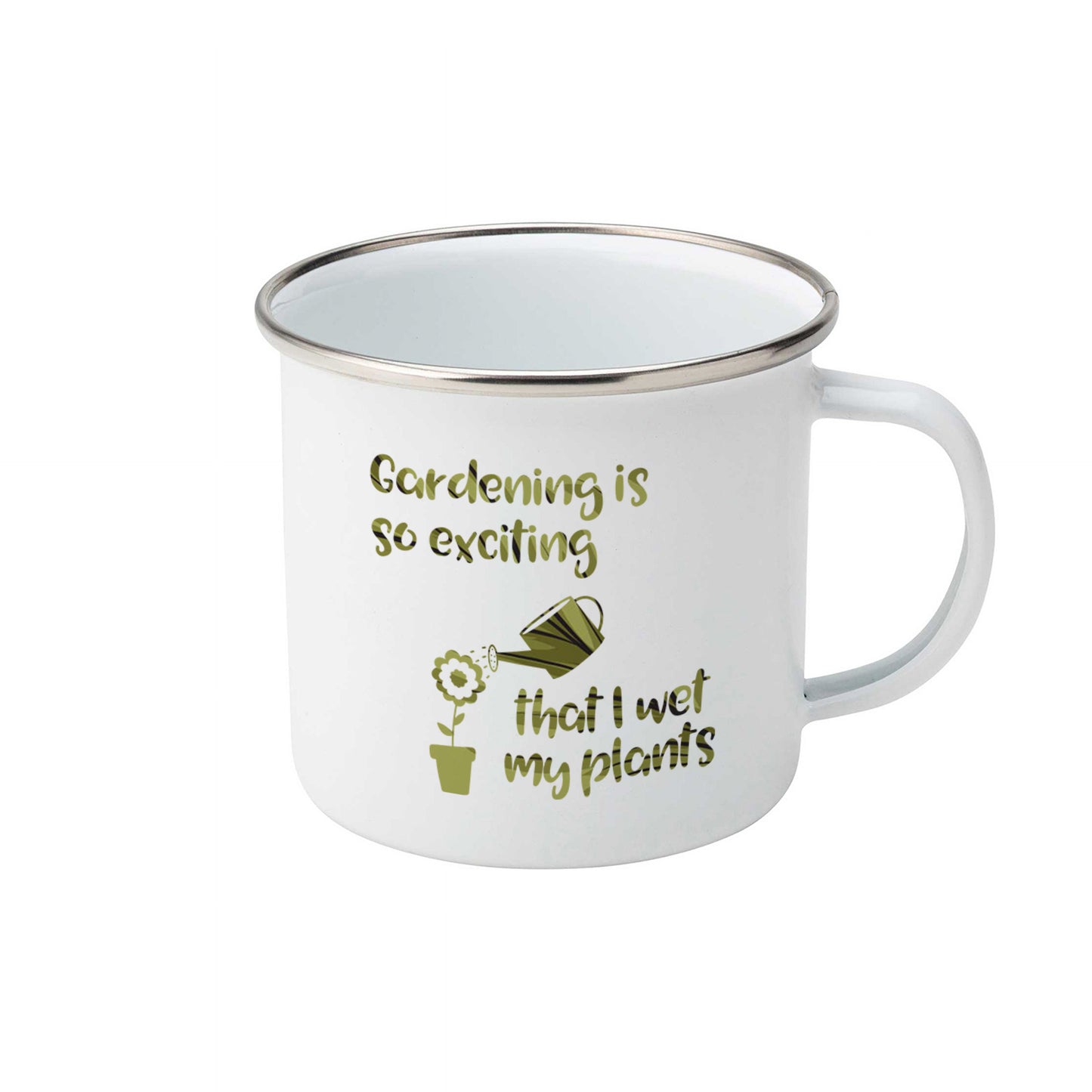 Gardening is so exciting that I wet my plants | Enamel mug