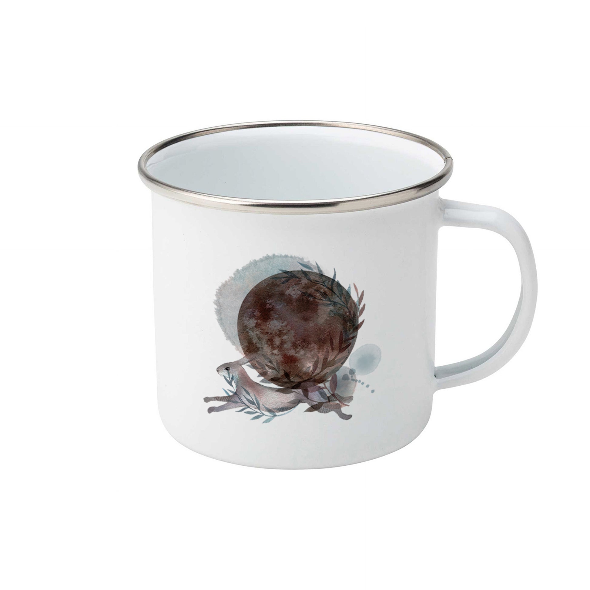 Rabbit and full moon | Enamel mug-Enamel mug-Adnil Creations