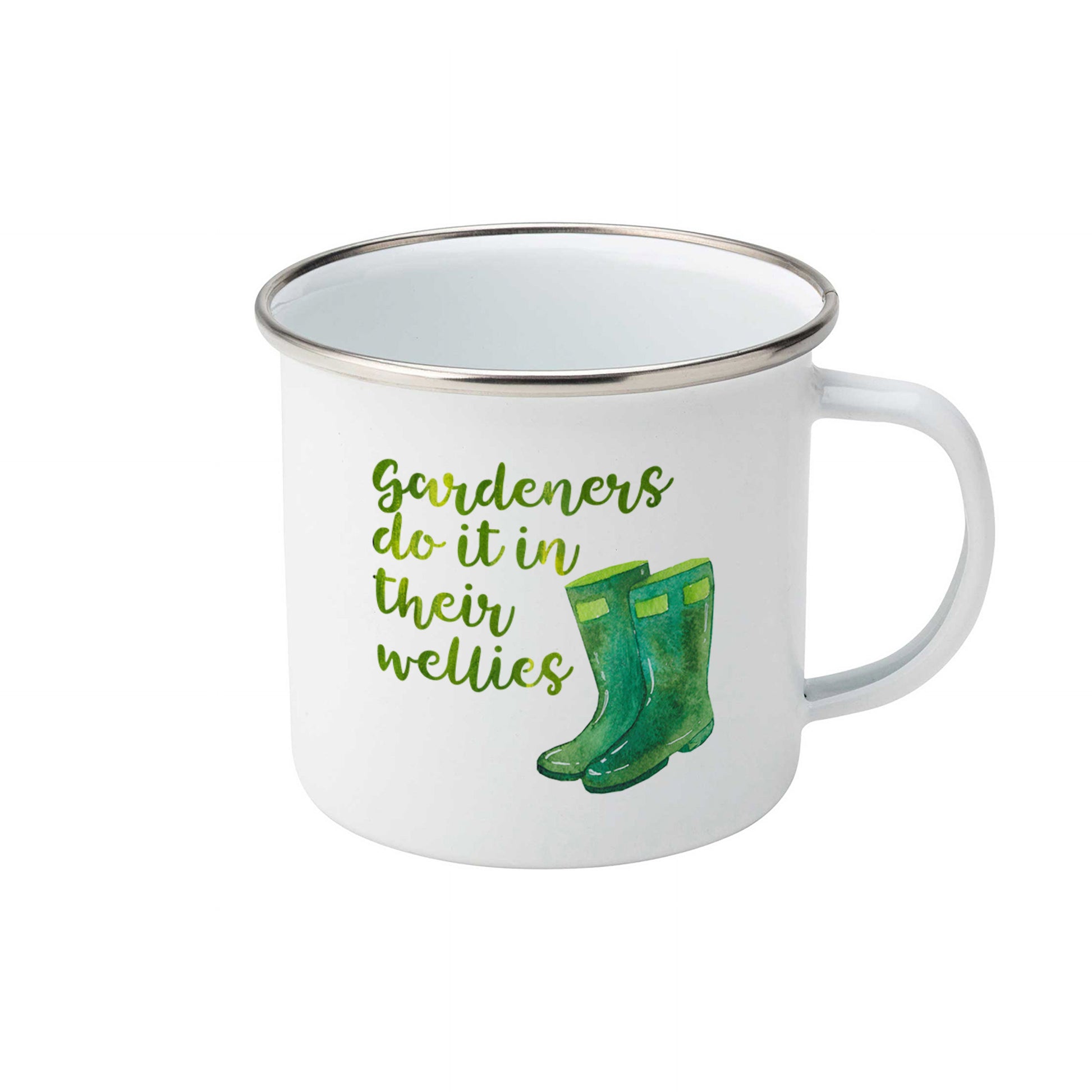 Gardeners do it in their wellies | Enamel mug-Enamel mug-Adnil Creations