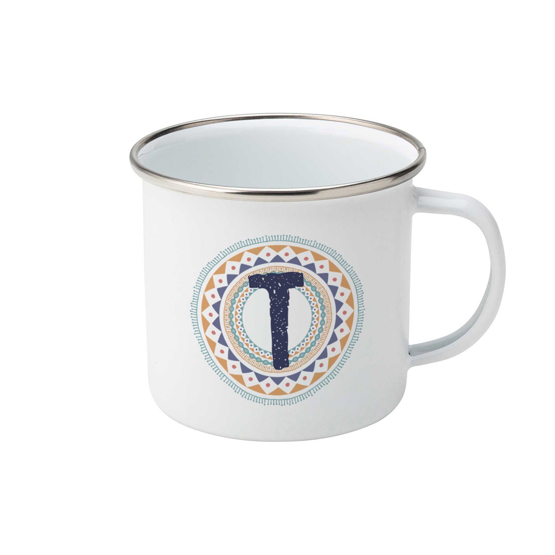 Tribal style personalised initial | Enamel mug-Enamel mug-Adnil Creations