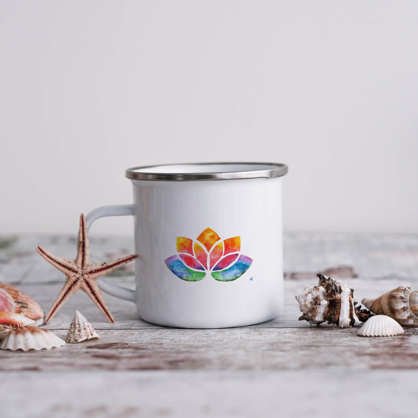 Watercolour Lotus | Enamel mug