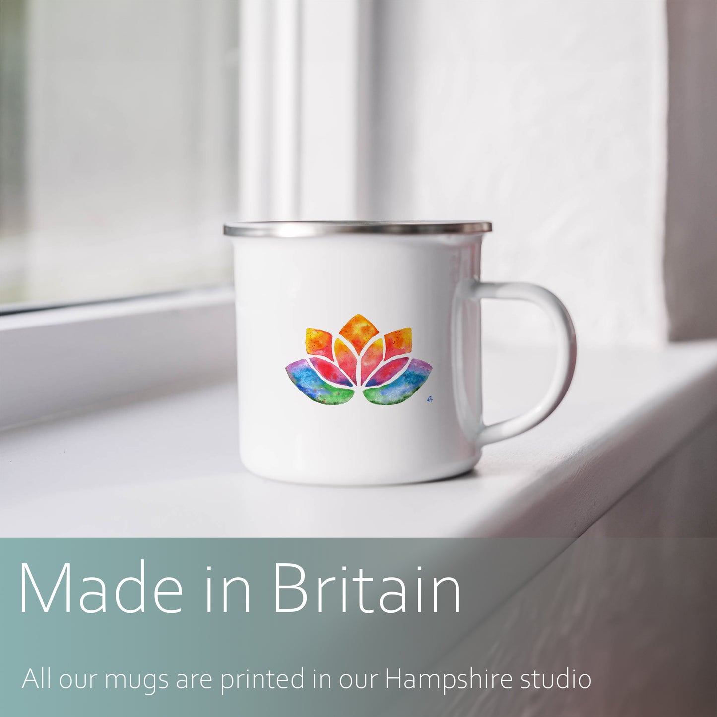 Watercolour Lotus | Enamel mug