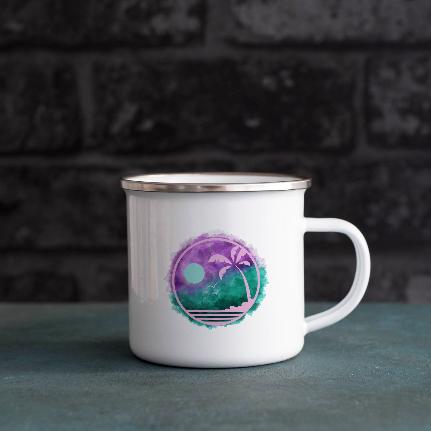 Watercolour tropical night | Enamel mug