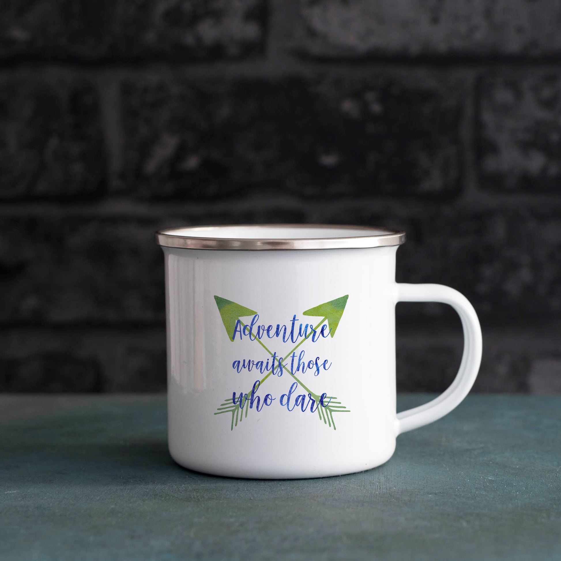 Adventure awaits those who dare | Enamel mug-Enamel mug-Adnil Creations