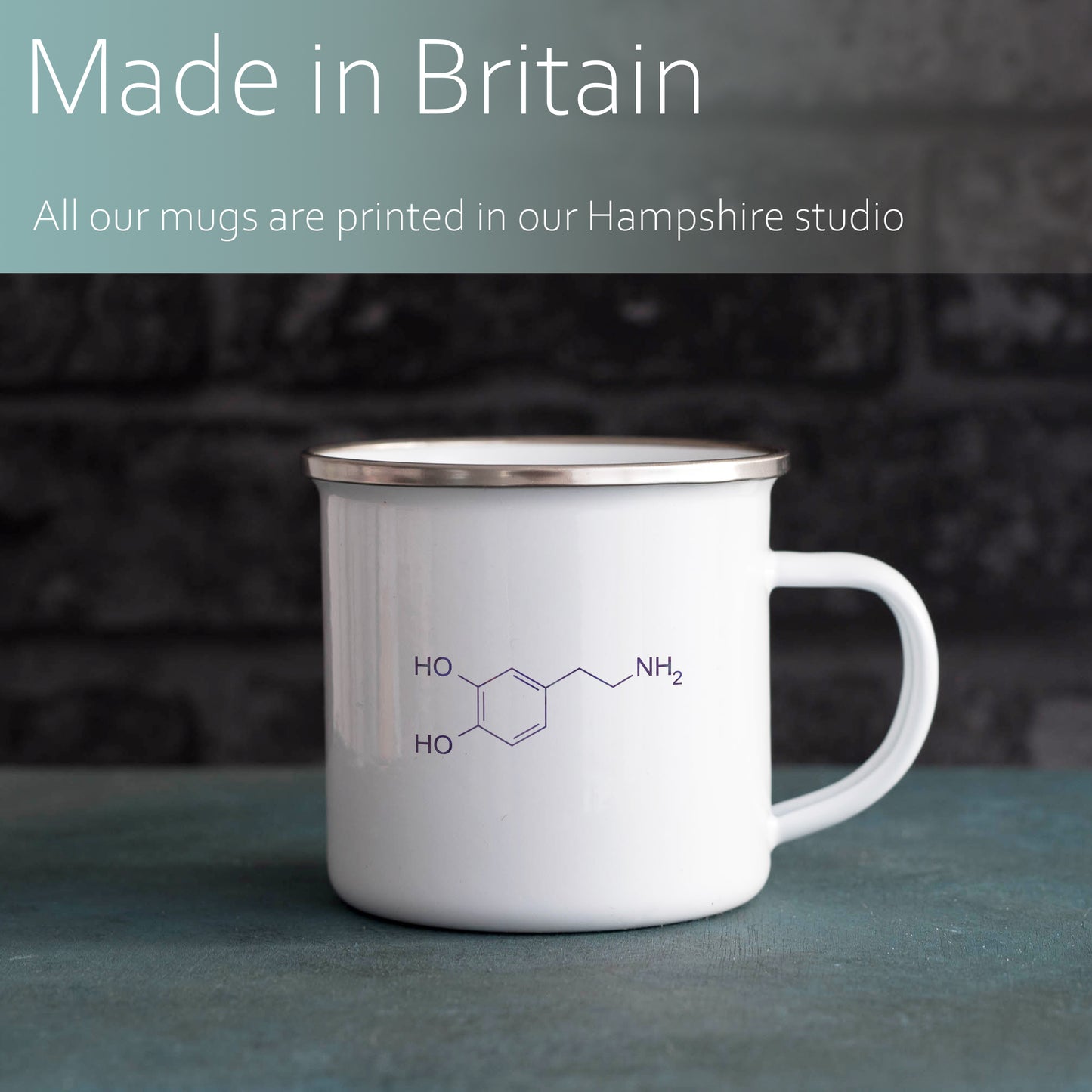 Dopamine molecule | Enamel mug-Enamel mug-Adnil Creations