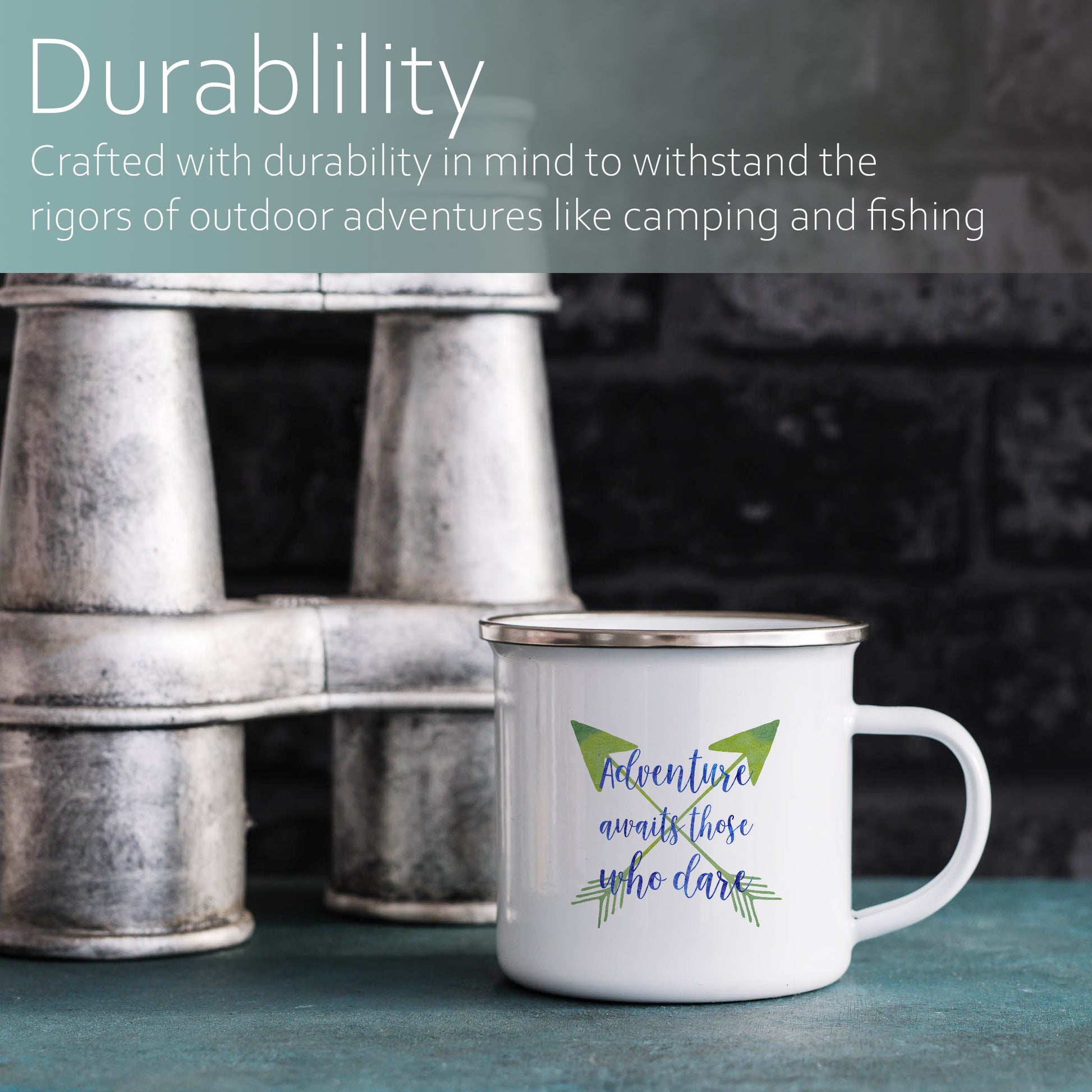 Adventure awaits those who dare | Enamel mug-Enamel mug-Adnil Creations