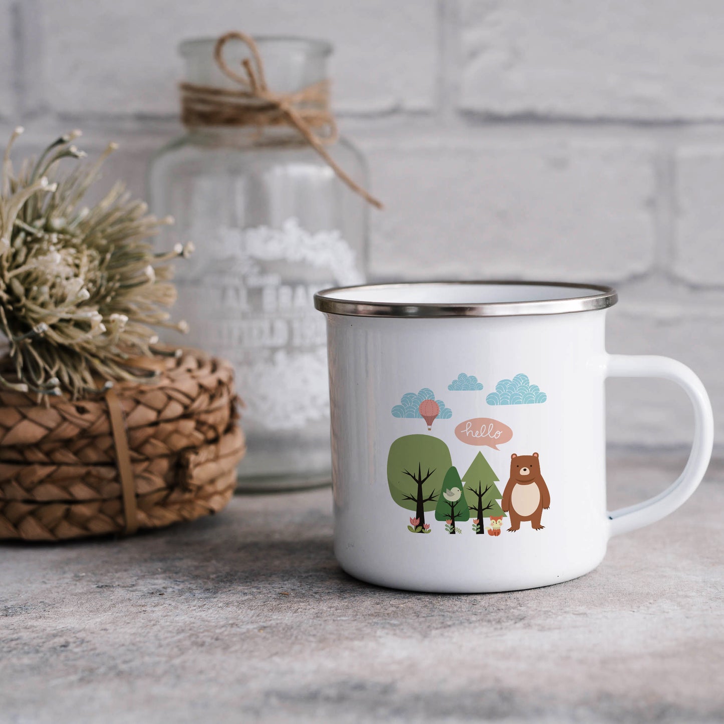 Cute Scandi Forest | Enamel mug-Enamel mug-Adnil Creations