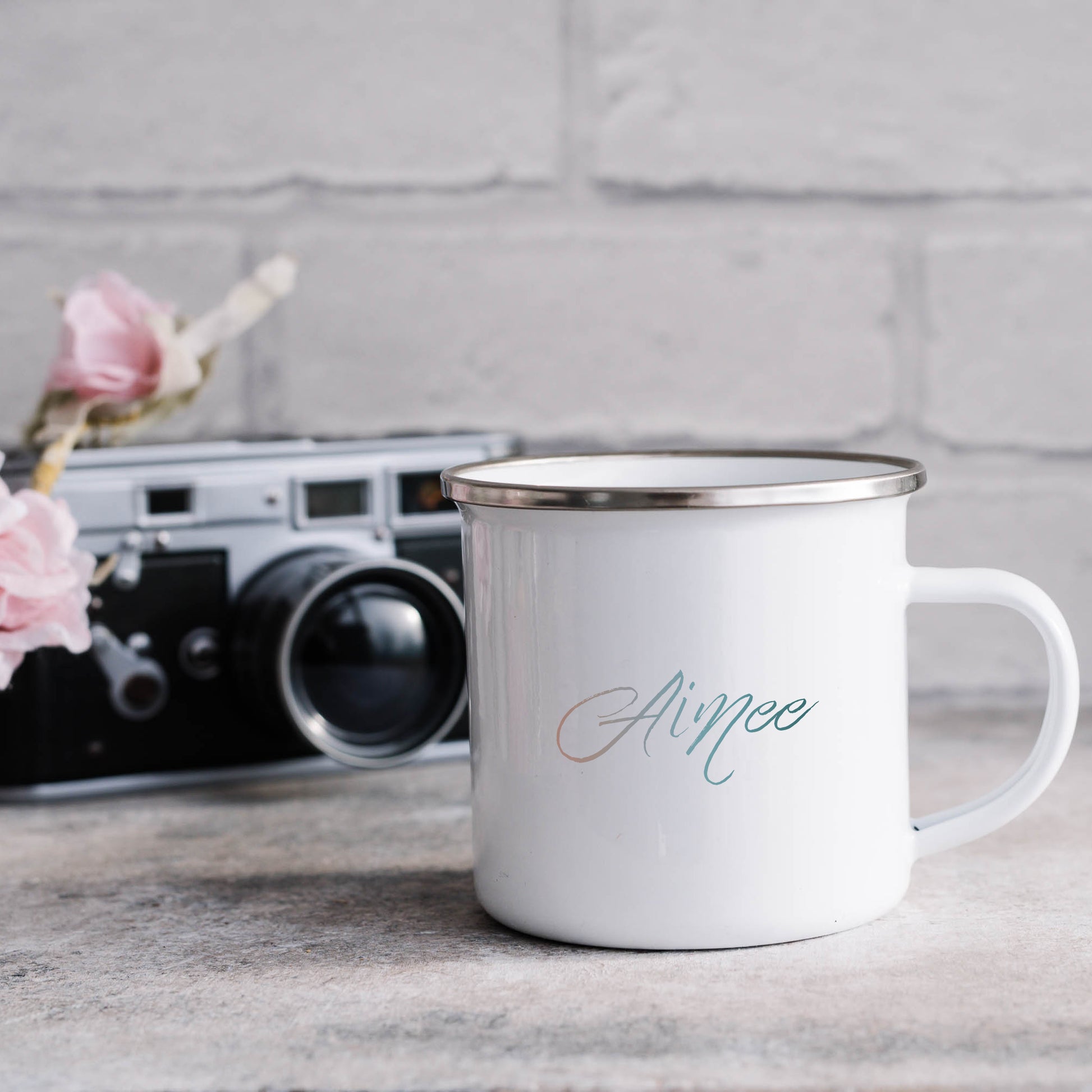 Script ocean ombre personalised name | Enamel mug-Enamel mug-Adnil Creations