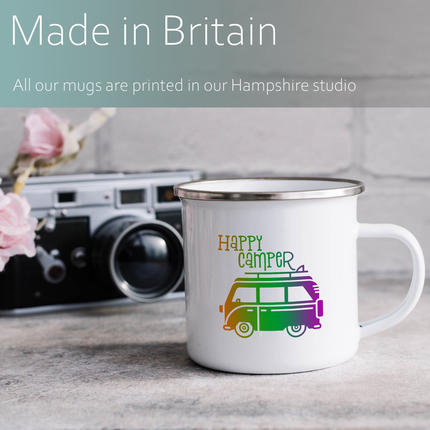 Happy camper | Enamel mug-Enamel mug-Adnil Creations