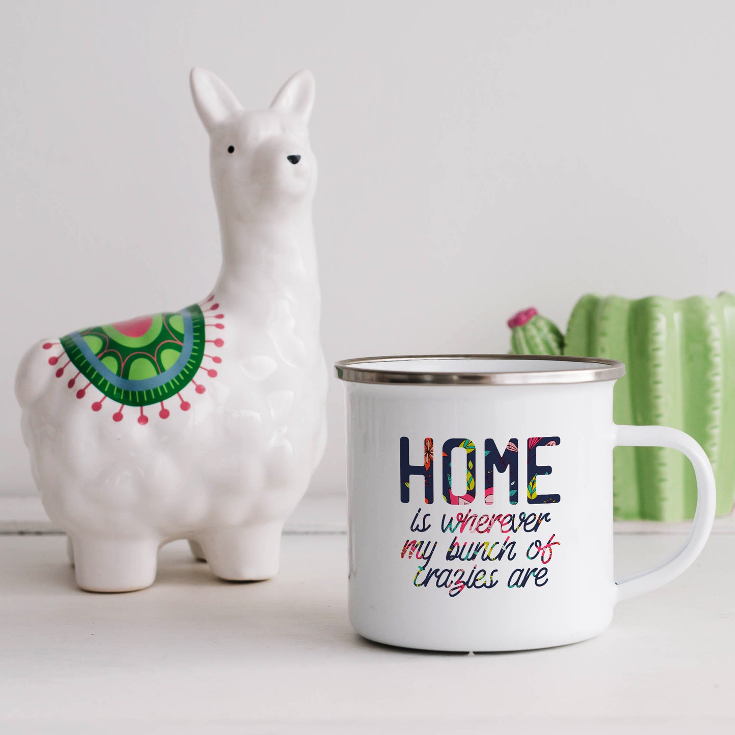 Home is wherever my bunch of crazies are | Enamel mug-Enamel mug-Adnil Creations