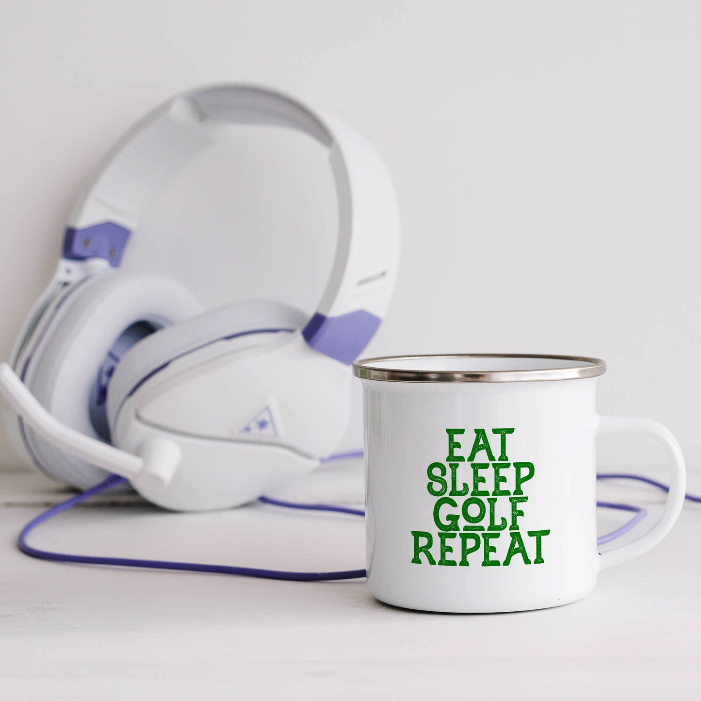 Eat sleep golf repeat | Enamel mug-Enamel mug-Adnil Creations