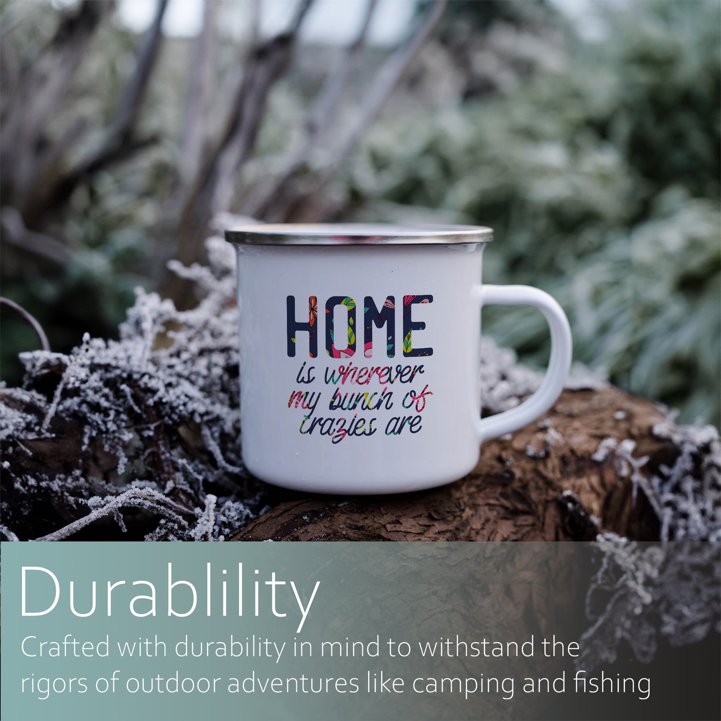 Home is wherever my bunch of crazies are | Enamel mug-Enamel mug-Adnil Creations