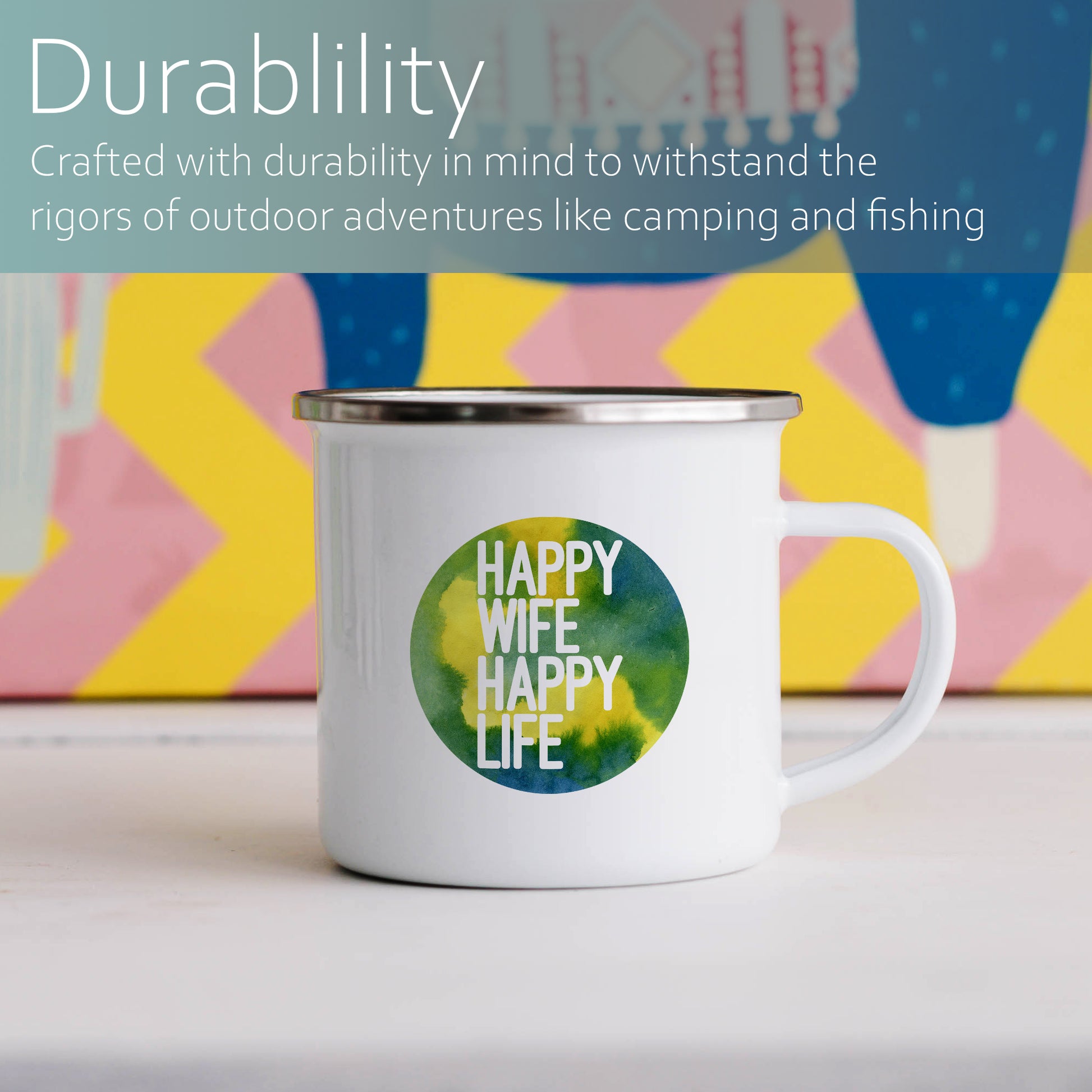 Happy wife, happy life | Enamel mug-Enamel mug-Adnil Creations