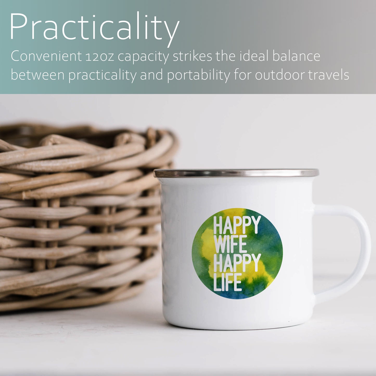 Happy wife, happy life | Enamel mug-Enamel mug-Adnil Creations