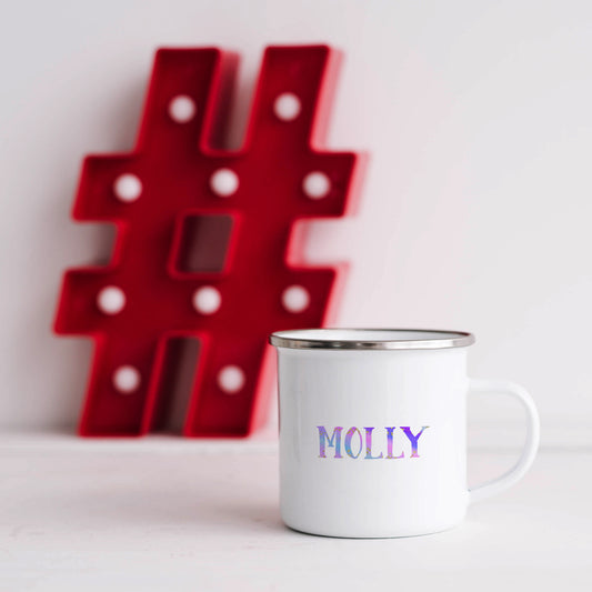 Purple personalised name | Enamel mug-Enamel mug-Adnil Creations