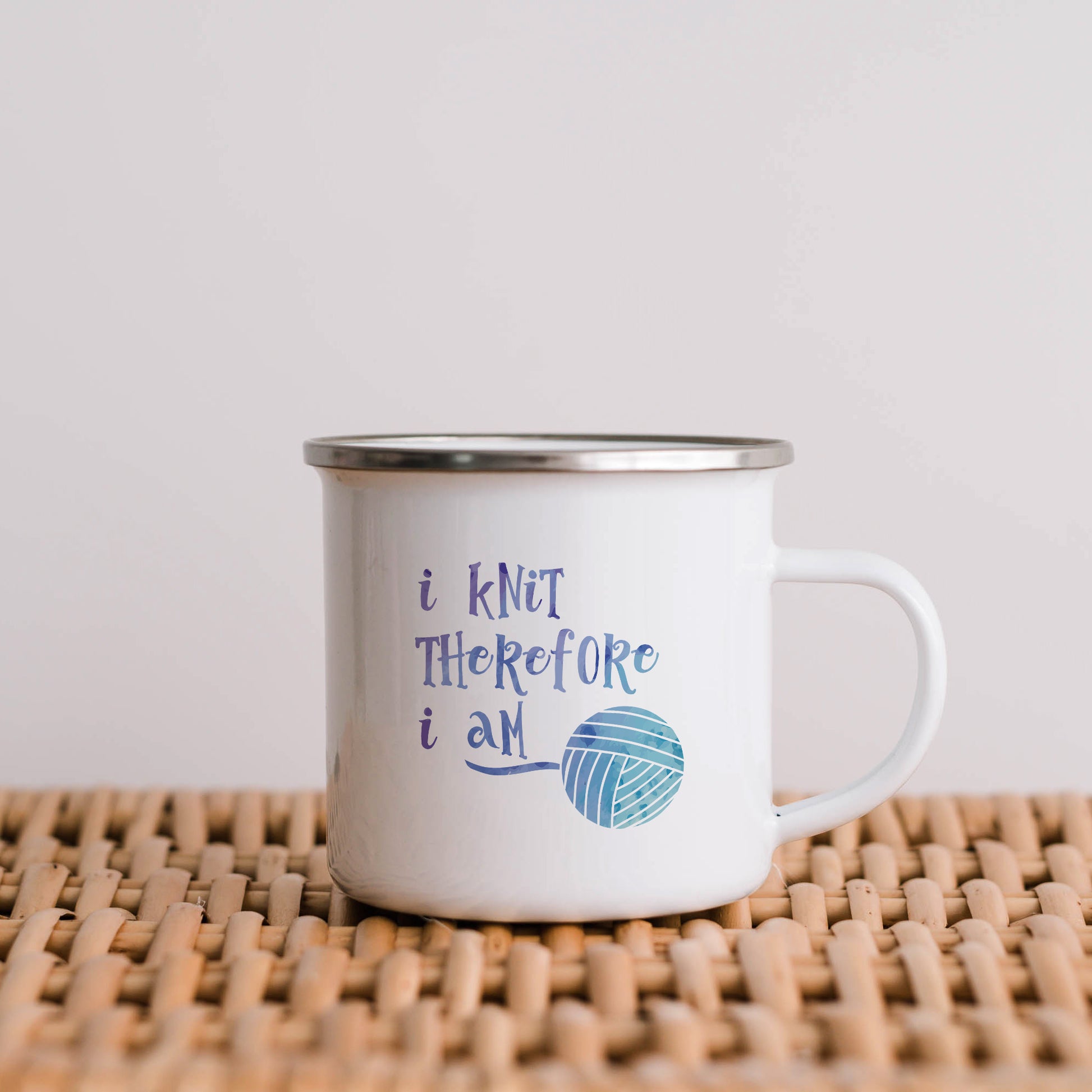 I knit therefore I am | Enamel mug-Enamel mug-Adnil Creations