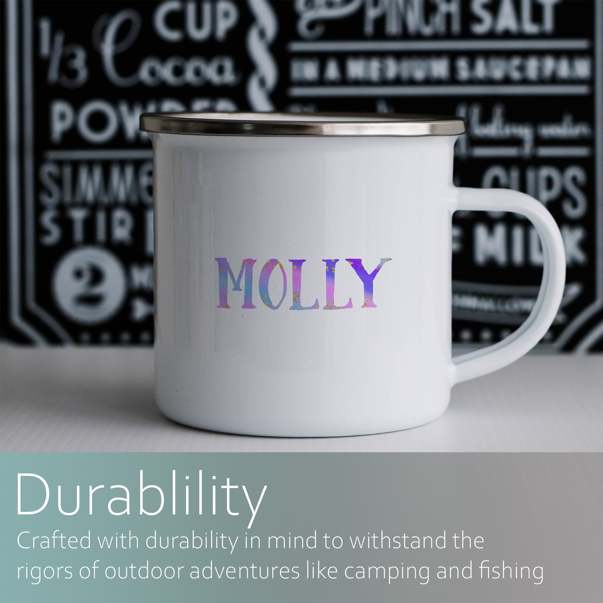 Purple personalised name | Enamel mug-Enamel mug-Adnil Creations