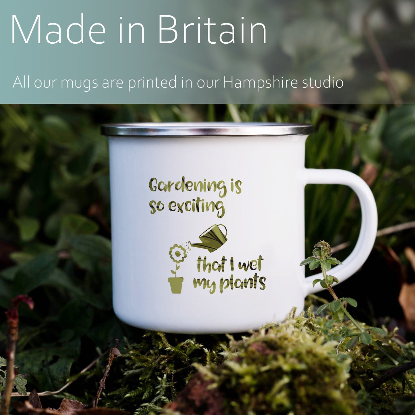 Gardening is so exciting that I wet my plants | Enamel mug