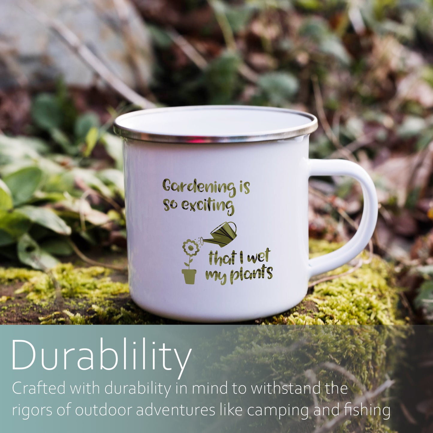 Gardening is so exciting that I wet my plants | Enamel mug