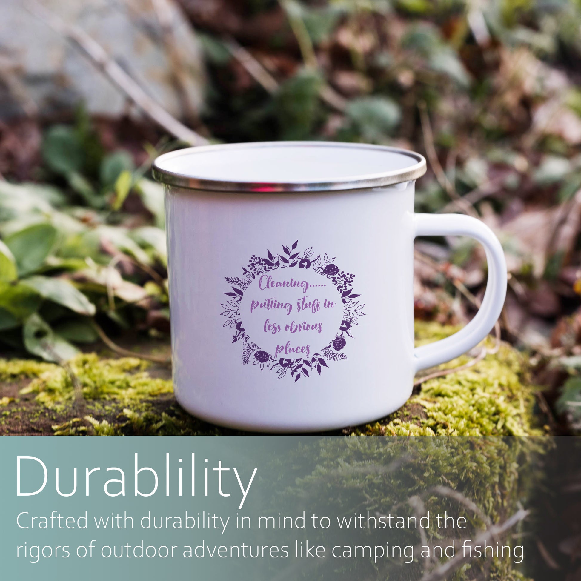 Cleaning, putting stuff in less obvious places | Enamel mug-Enamel mug-Adnil Creations