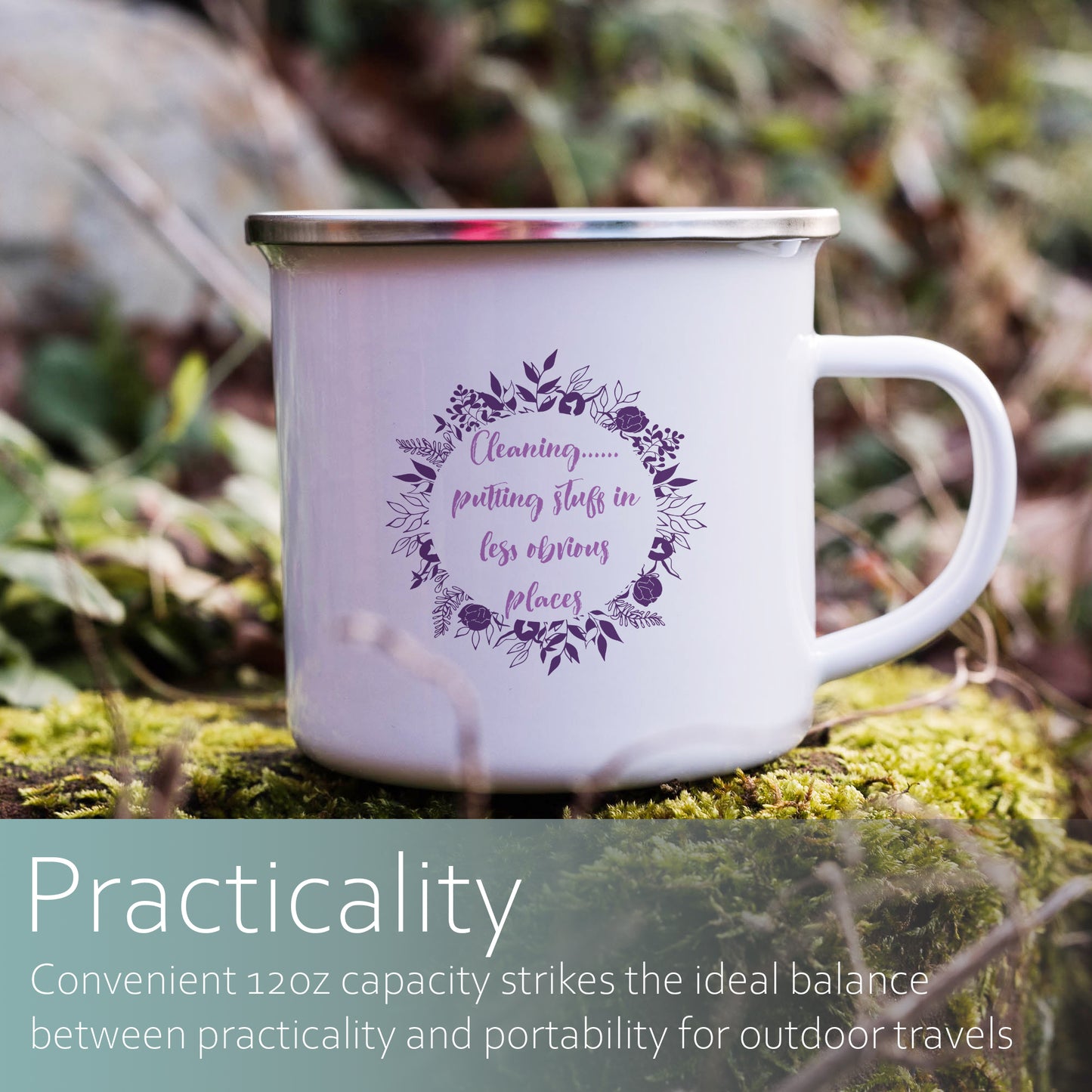 Cleaning, putting stuff in less obvious places | Enamel mug-Enamel mug-Adnil Creations