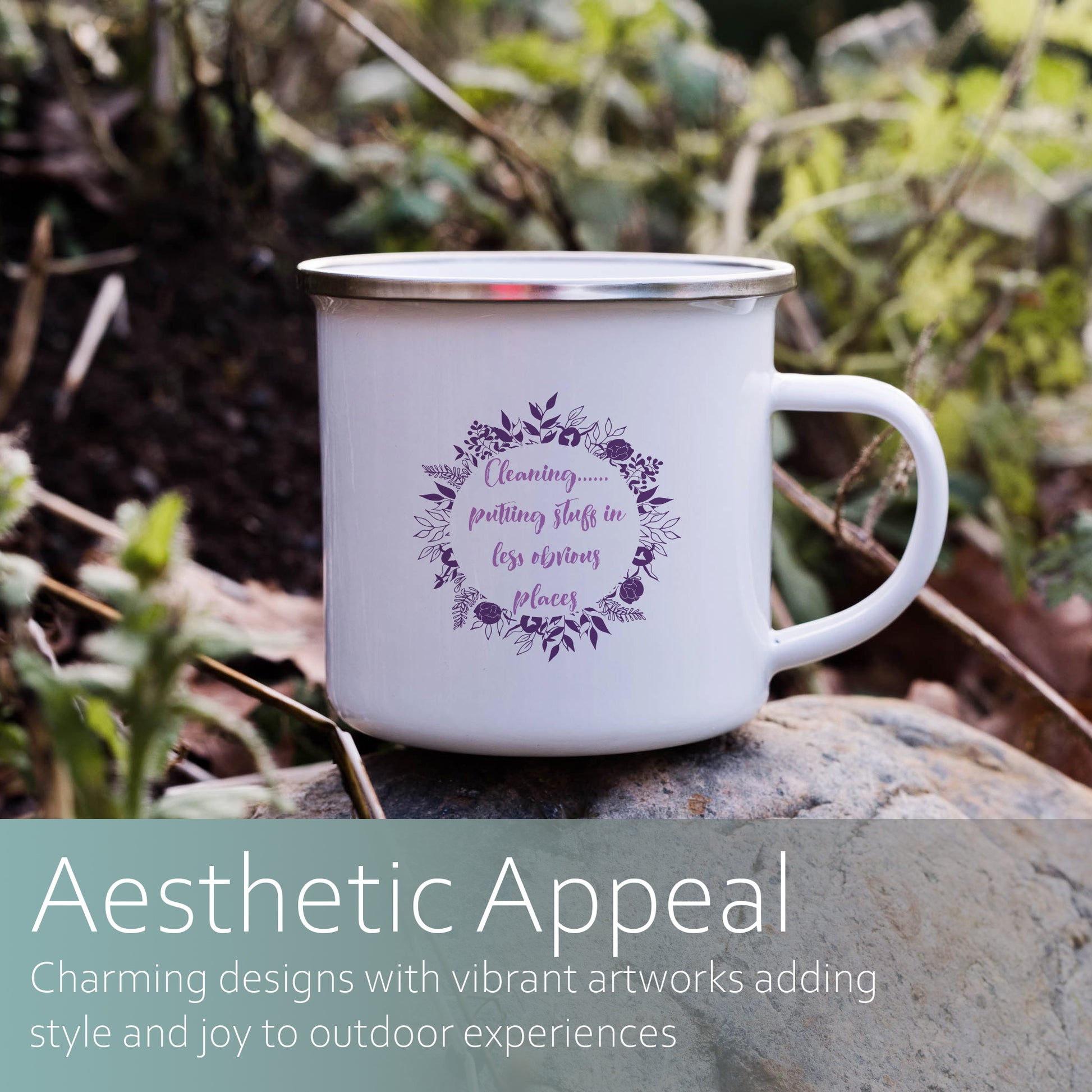 Cleaning, putting stuff in less obvious places | Enamel mug-Enamel mug-Adnil Creations