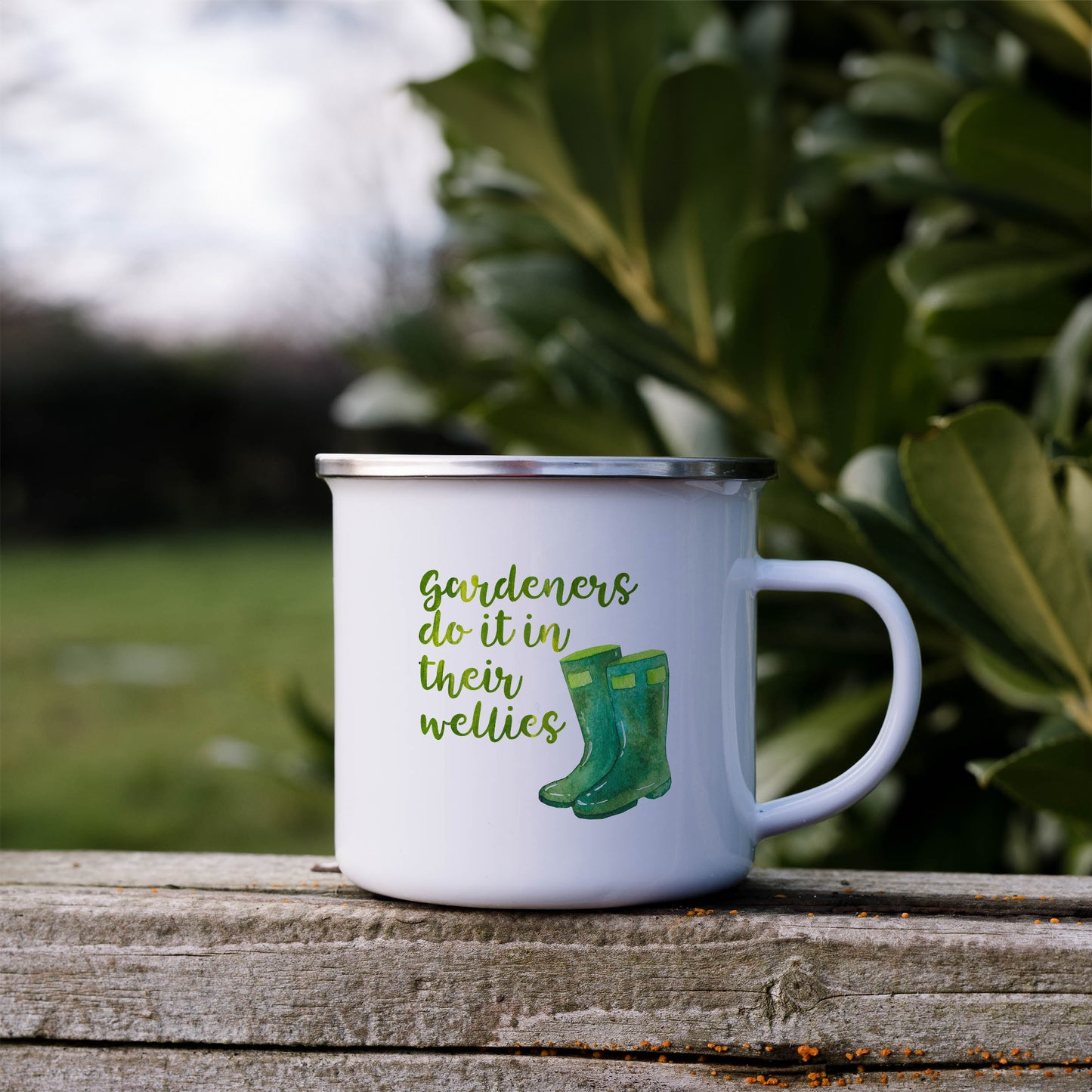 Gardeners do it in their wellies | Enamel mug-Enamel mug-Adnil Creations